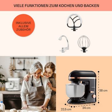 Klarstein Küchenmaschine mit Kochfunktion Bella Elegance, 2000 W, 5.2 l Schüssel, Knetmaschine Teigmaschine Teigknetmaschine Rührmaschine Standmixer