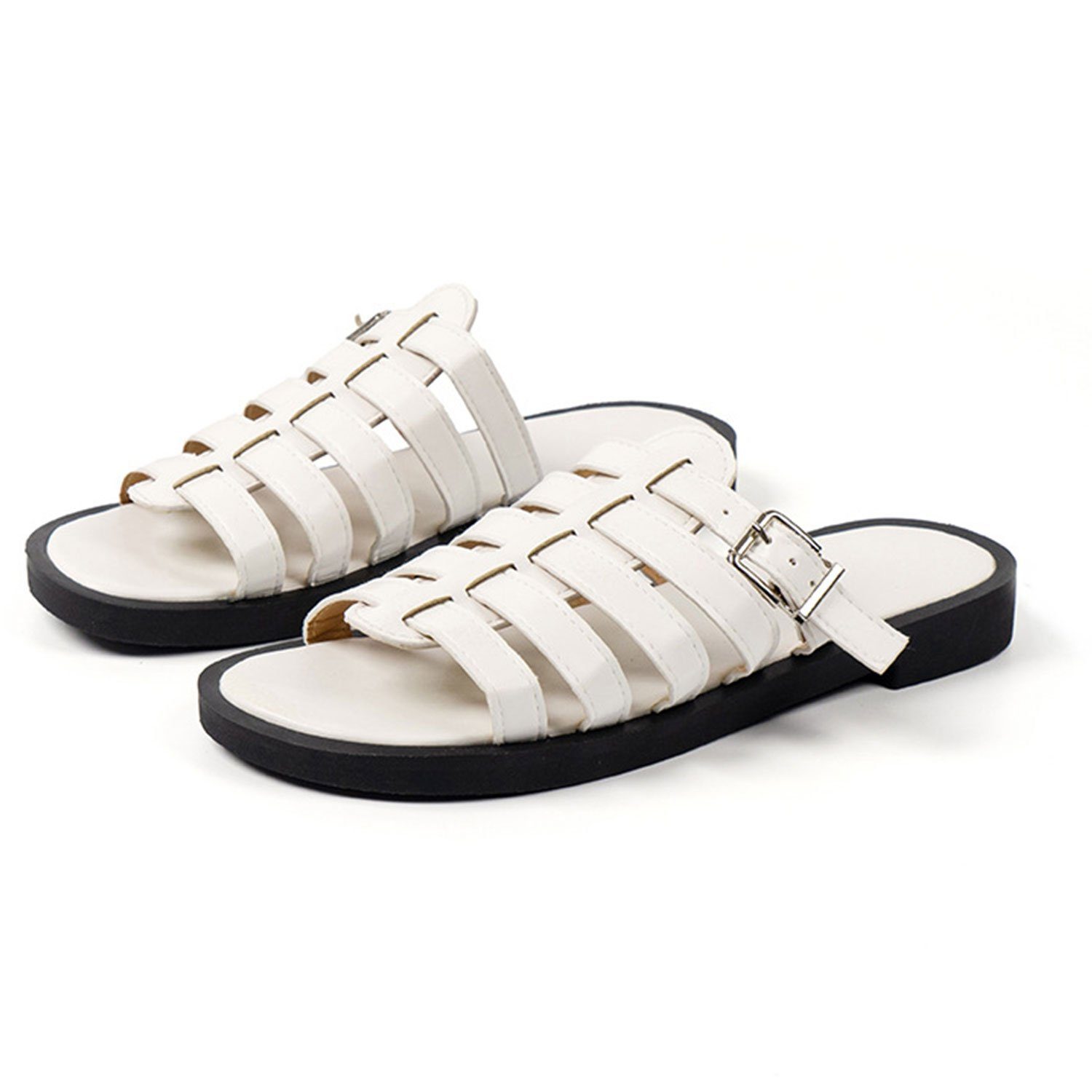 Sandale Hausschuhe Sandalen Weiß Flache Daisred Outdoorsandale Slides Pantolette