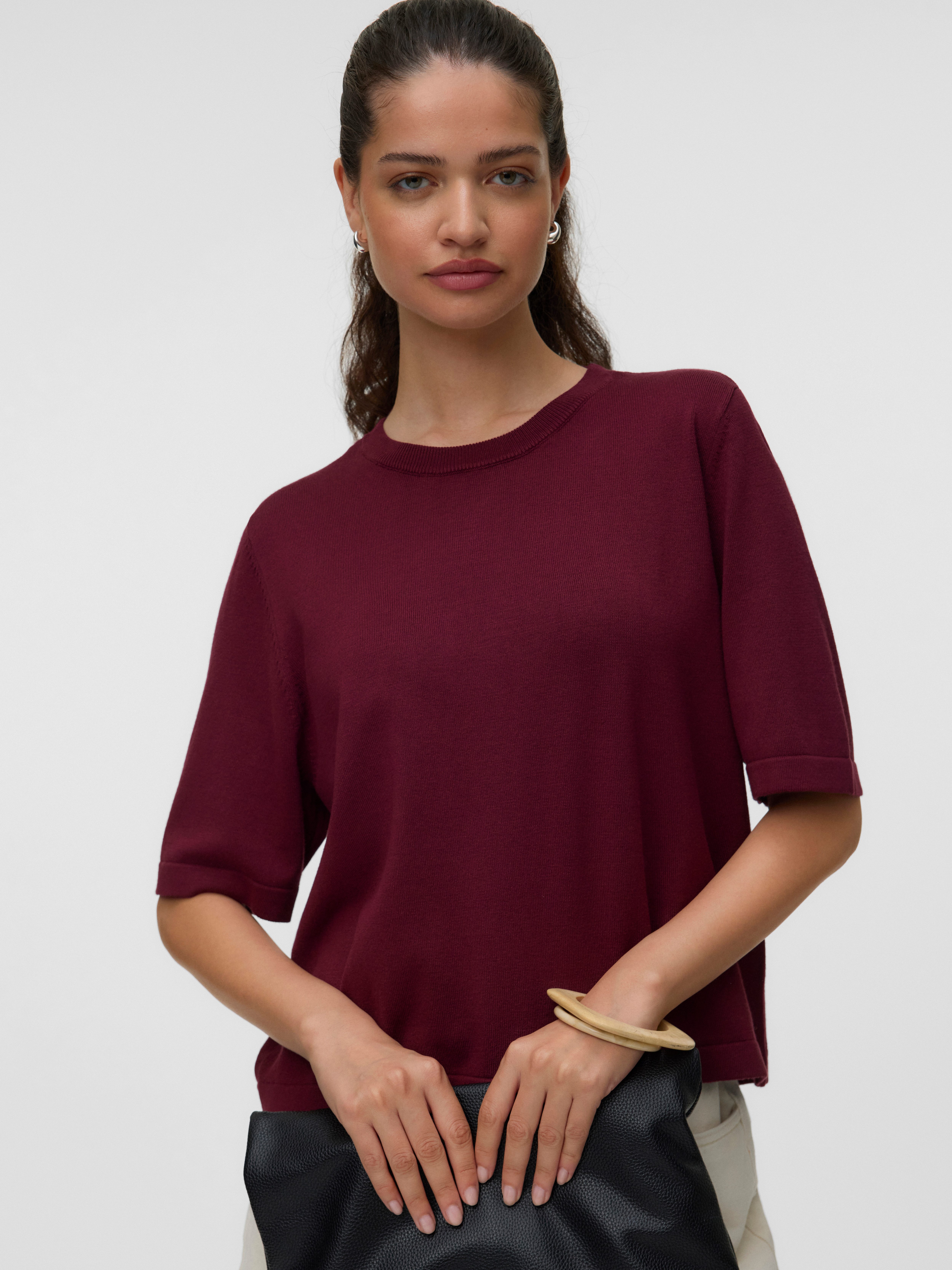 Vero Moda Kurzarmpullover VMSILJE 2/4 O-NCK OVERSIZE PULL GA NOOS Viskosemischung, oversize