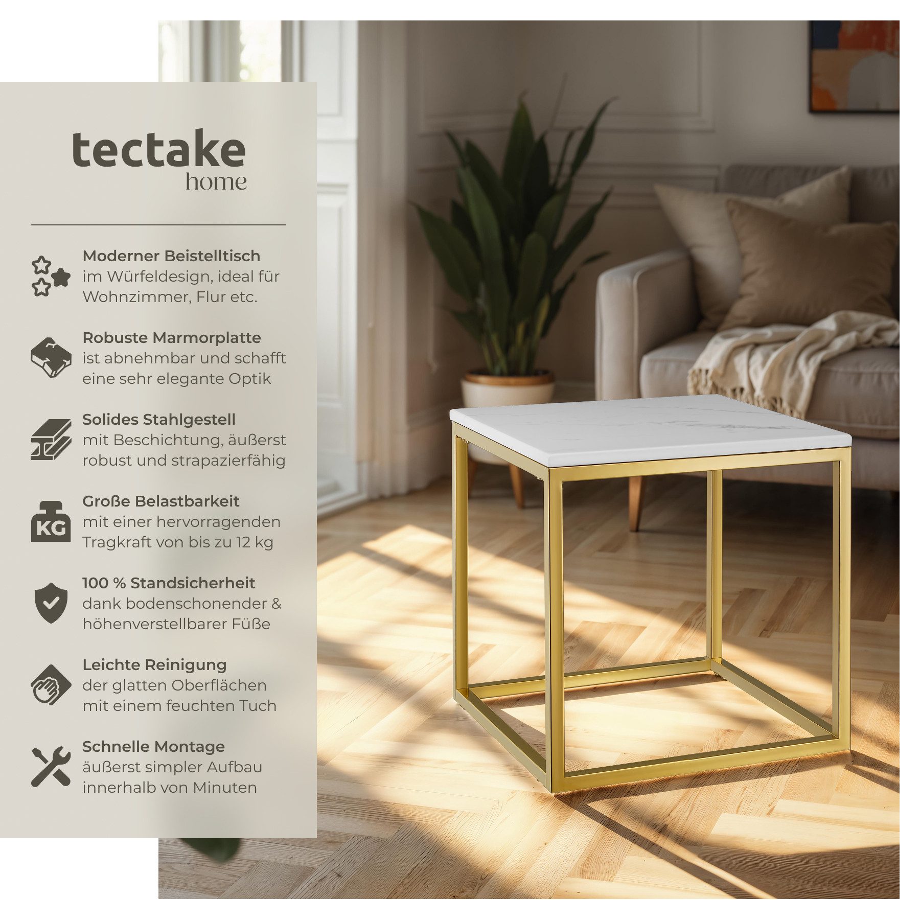 tectake Beistelltisch Marmor-Beistelltisch (1-St., Komplettset), Moderner, günstig online kaufen