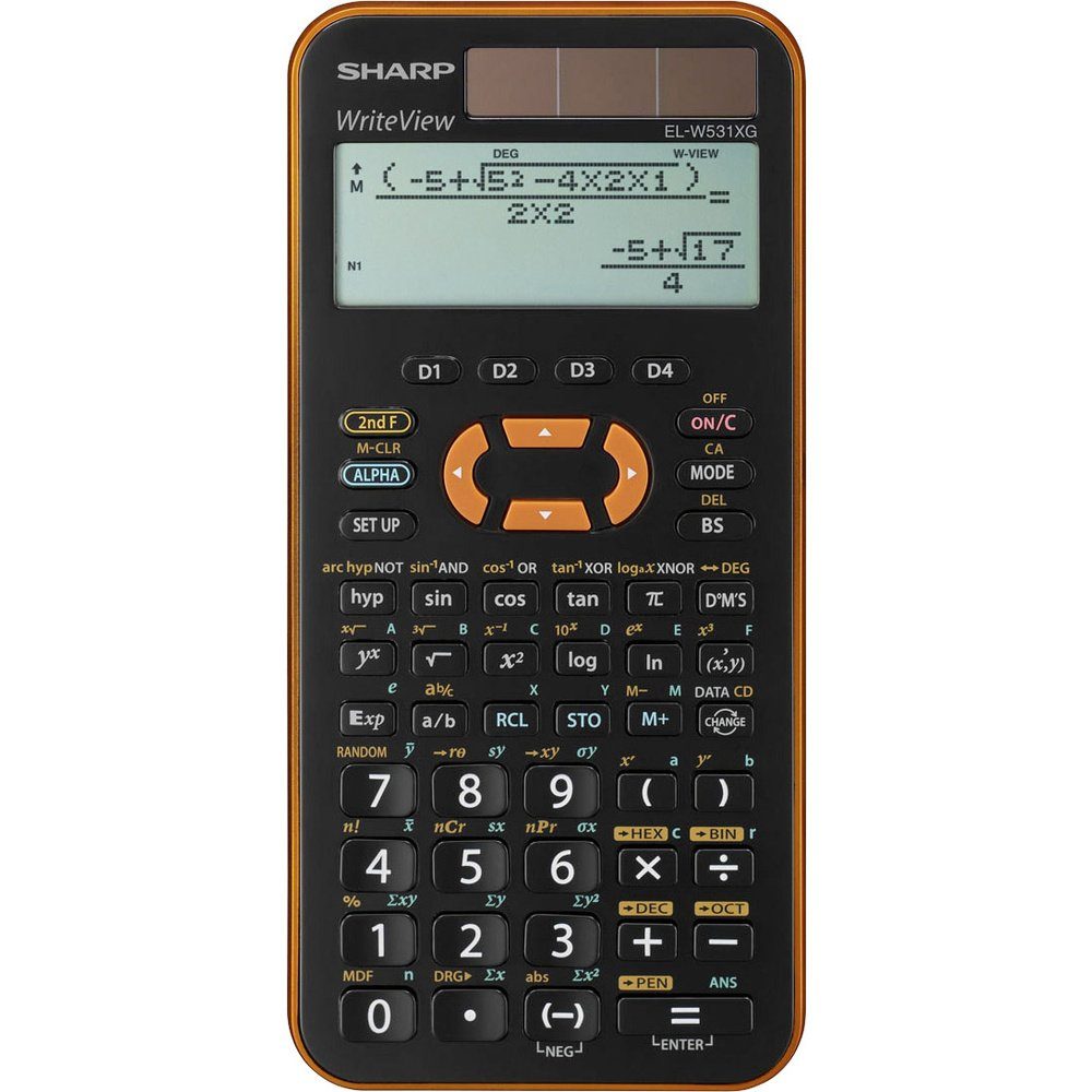 Taschenrechner Sharp EL-W531 XG Schulrechner Orange Display (Stellen): 12 solarbetri