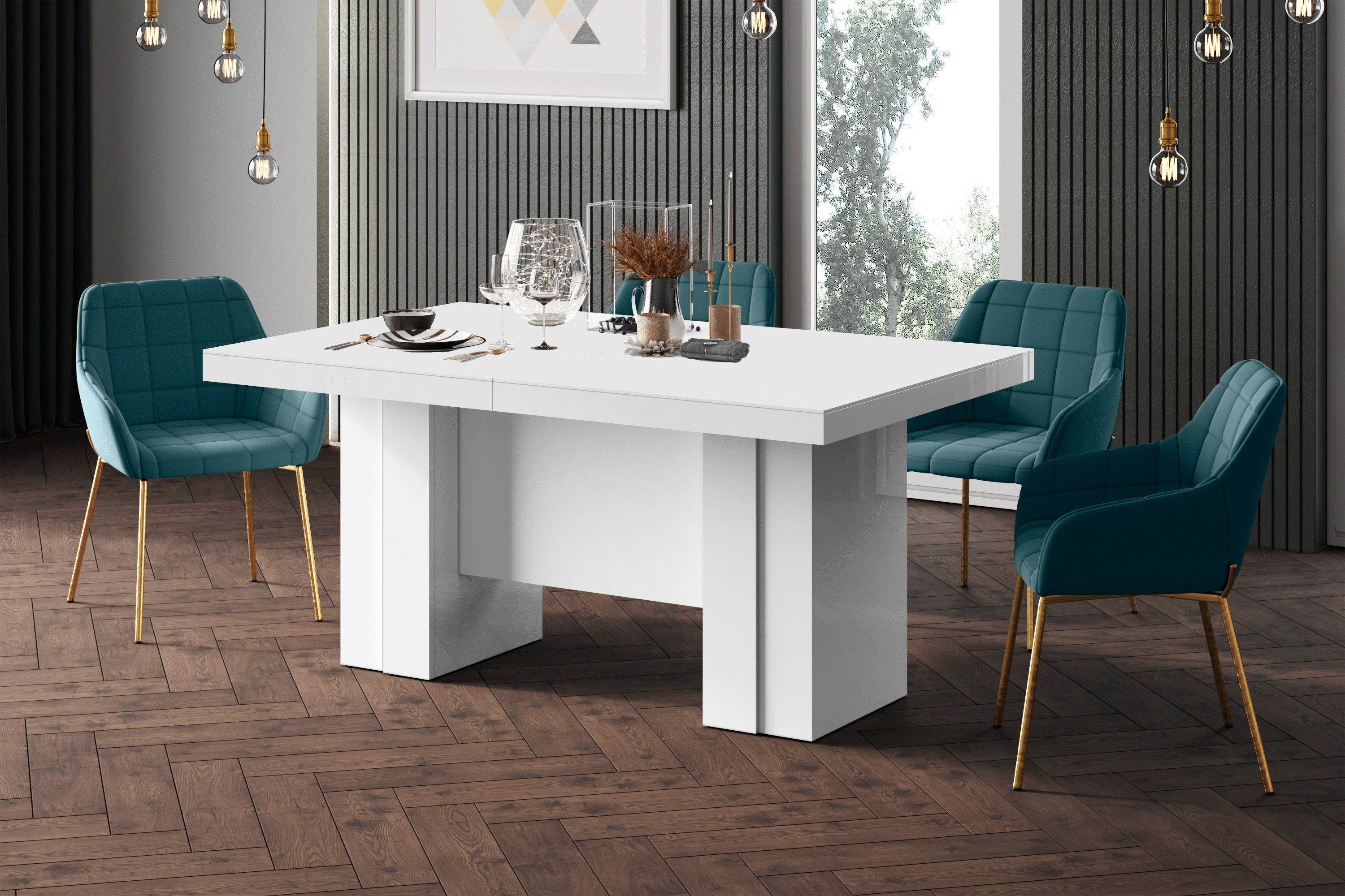 designimpex Esstisch Design HLA-111 Tisch Hochglanz XXL ausziehbar 160 bis 400 cm