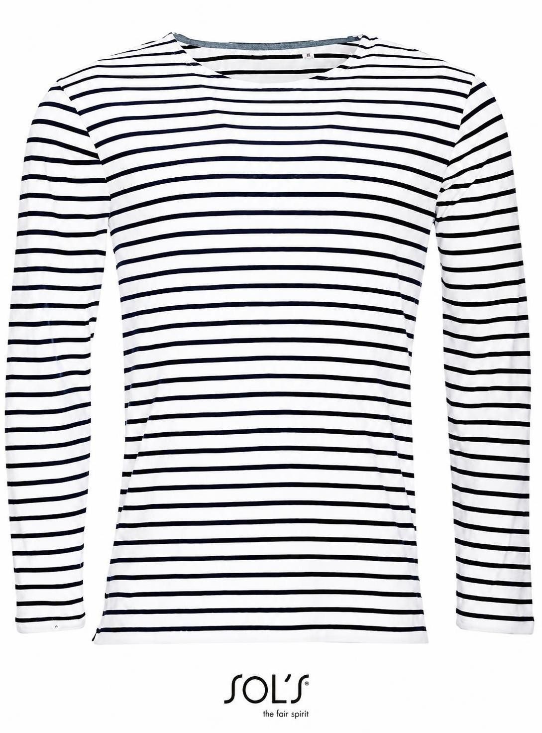 SOLS Langarmshirt Herren Longsleeve Striped T-Shirt Marine gestreift