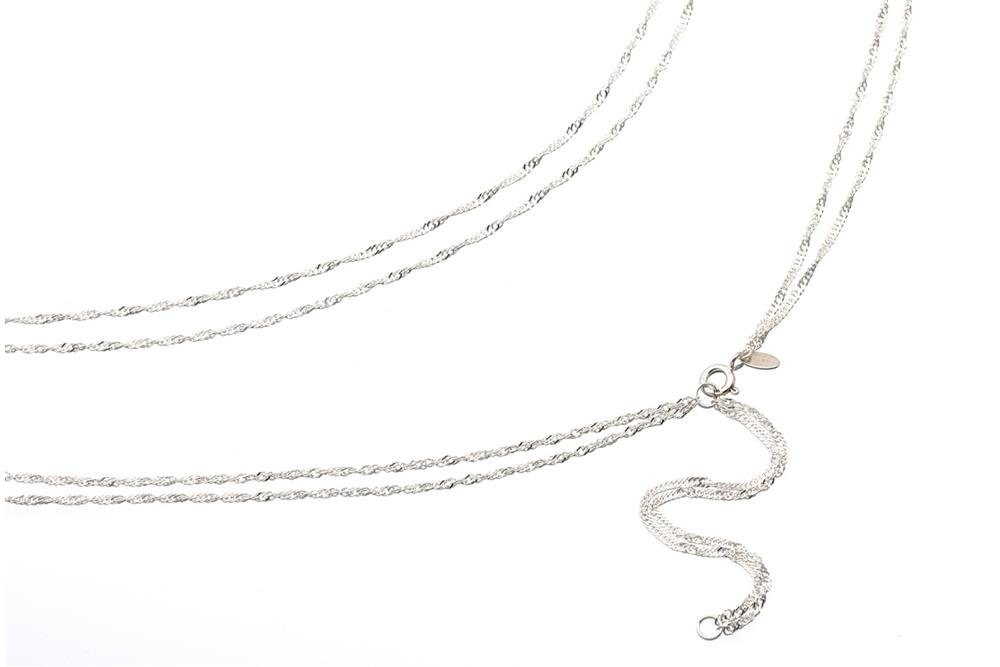 Silberkettenstore Bauchkette Bauchkette Singapur 2reihig 1,8mm - 925 Silber, Länge wählbar
