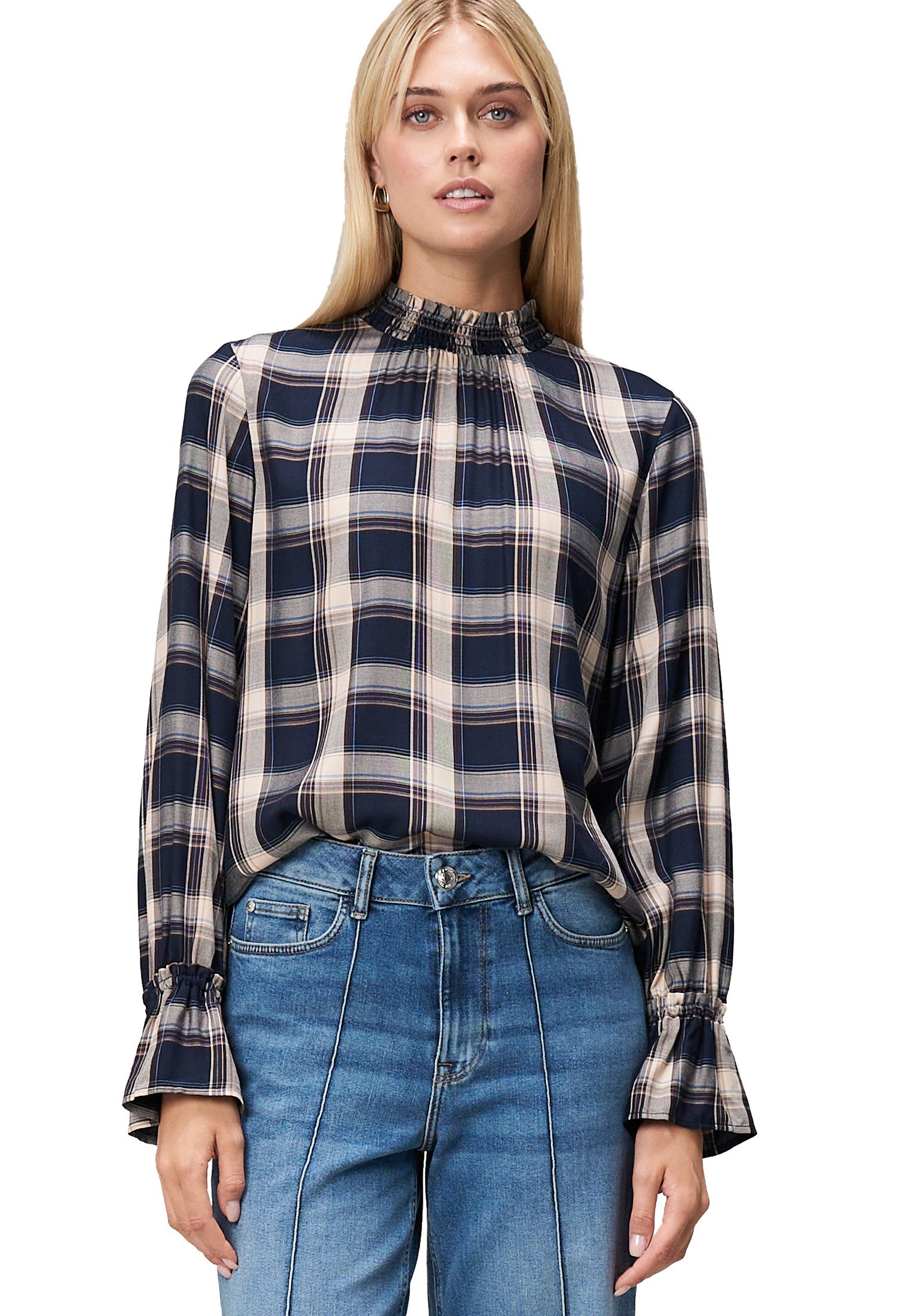 Zero Klassische Bluse Damen Bluse mit Rüschen