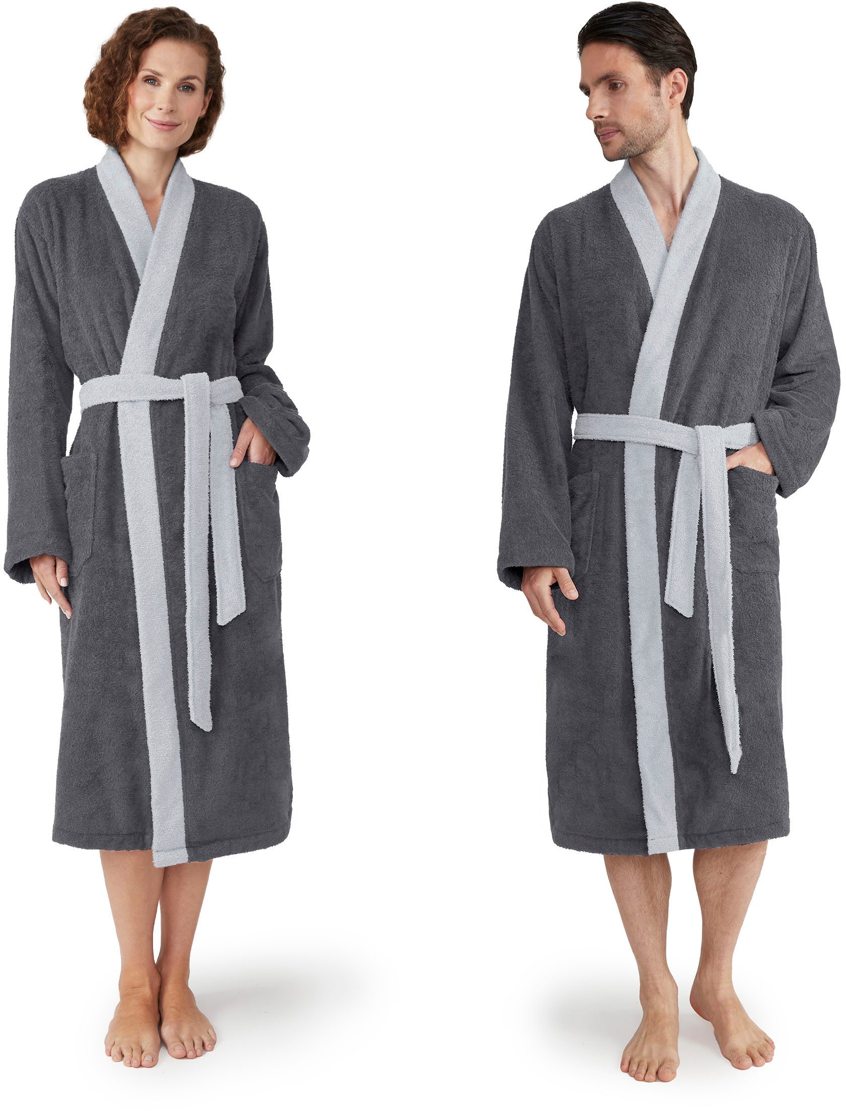 Möve Unisex-Bademantel Superwuschel Kimono mit Blende, Langform, Walkfrotti günstig online kaufen