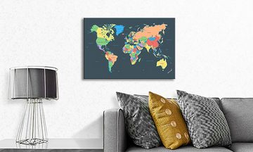 WandbilderXXL Leinwandbild Colorful Map, Weltkarte (1 St), Wandbild,in 6 Größen erhältlich