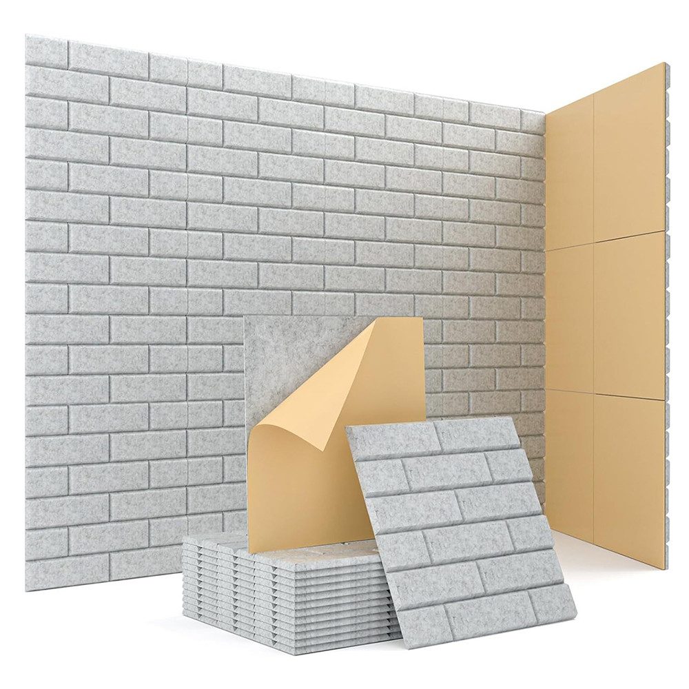 YMQHBS Akustikplatte Selbstklebender, 12 Stück Akustikschaumstoff Hohe Dichte Wandpaneel