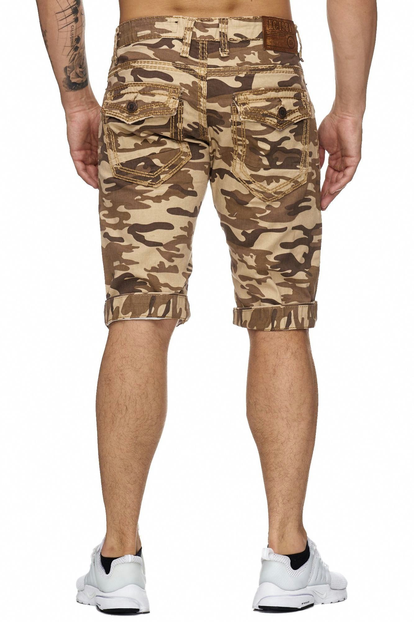 im (Kurze Casual 1-tlg., Color Freizeit OneRedox modischem Design) Fitness Mixed Sweatpants, Hose 4023C Shorts Bermudas