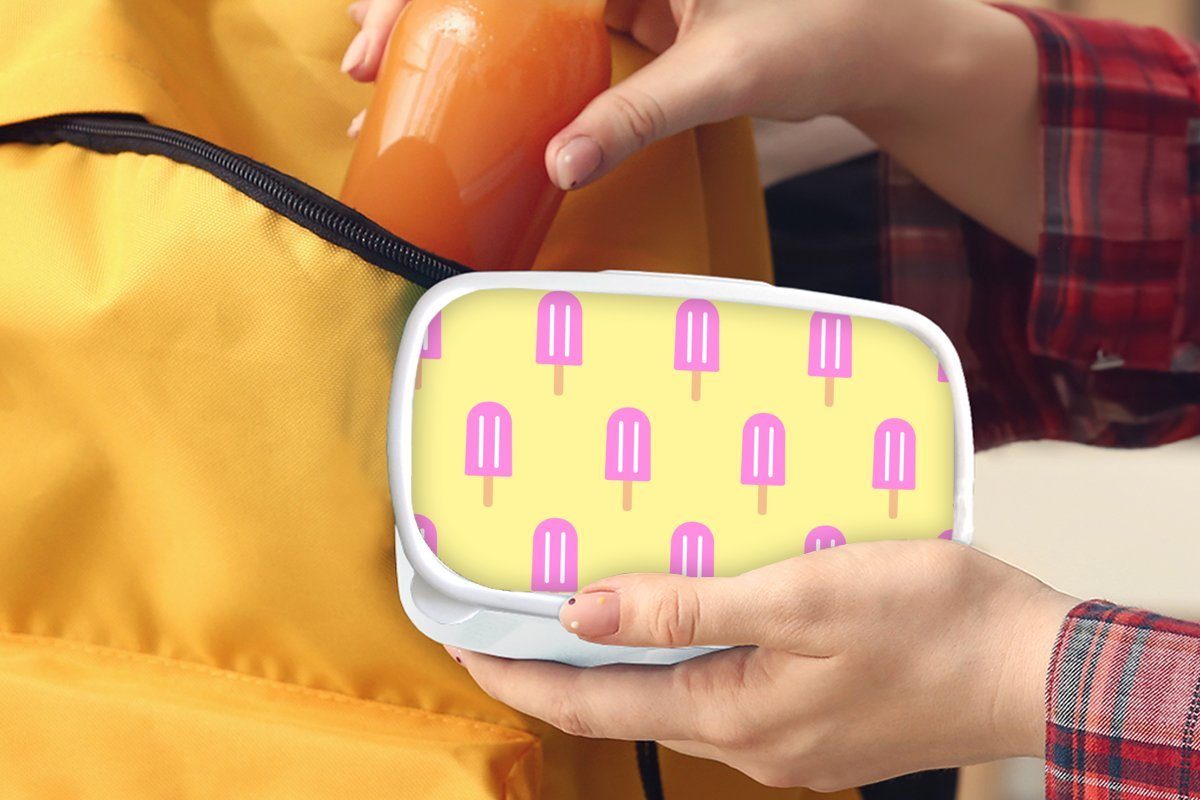(2-tlg), - - MuchoWow Brotbox für Muster Rosa, Eis Kunststoff, und Jungs Kinder weiß für Erwachsene, Sommer und Lunchbox - Brotdose, Mädchen