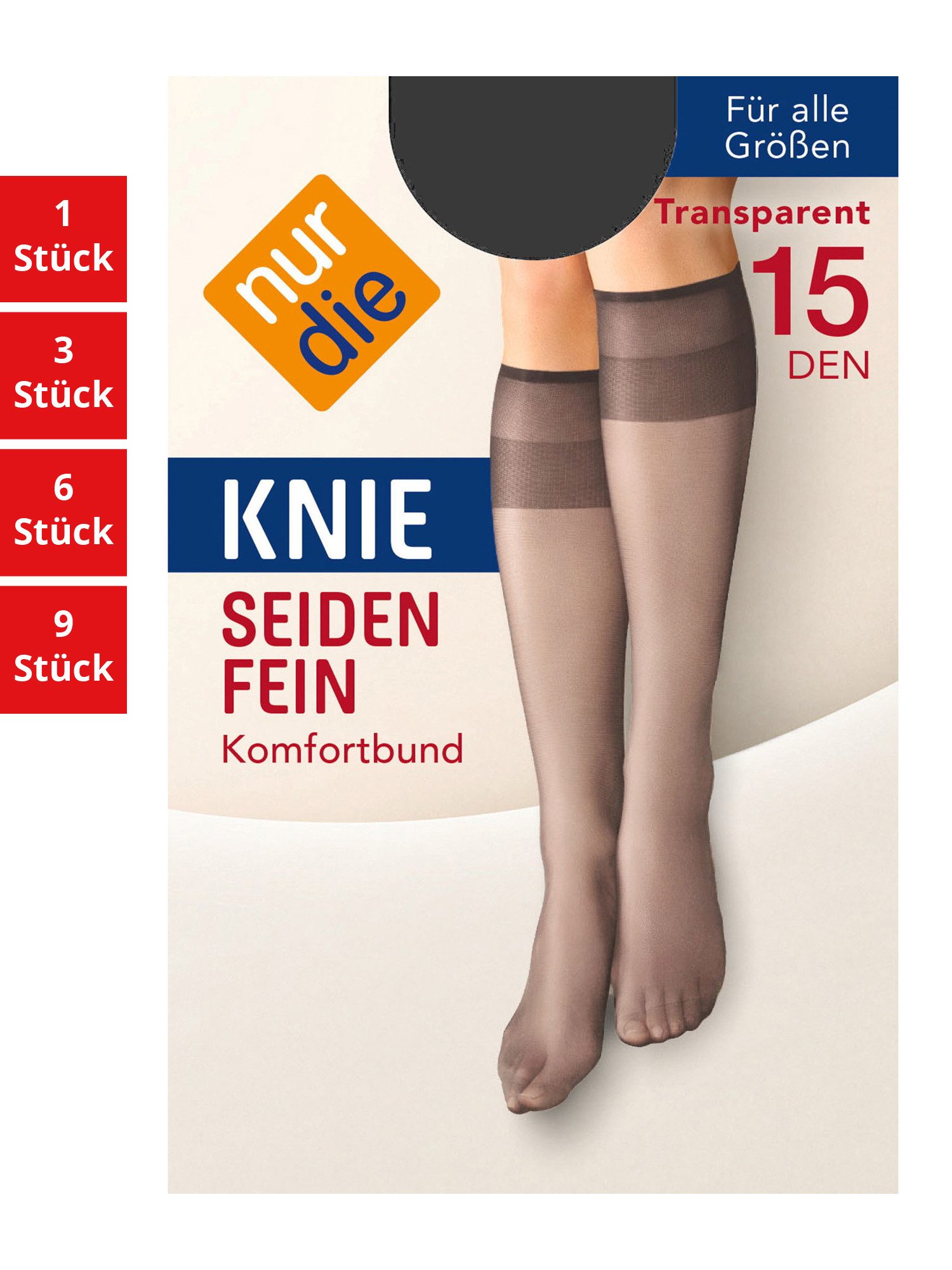 Nur Die Kniestrümpfe Seidenfein 15 DEN Damen (1er/3er/6er/9er Pack, 1-Paar) Knie-strümpfe thermo-socken overknee