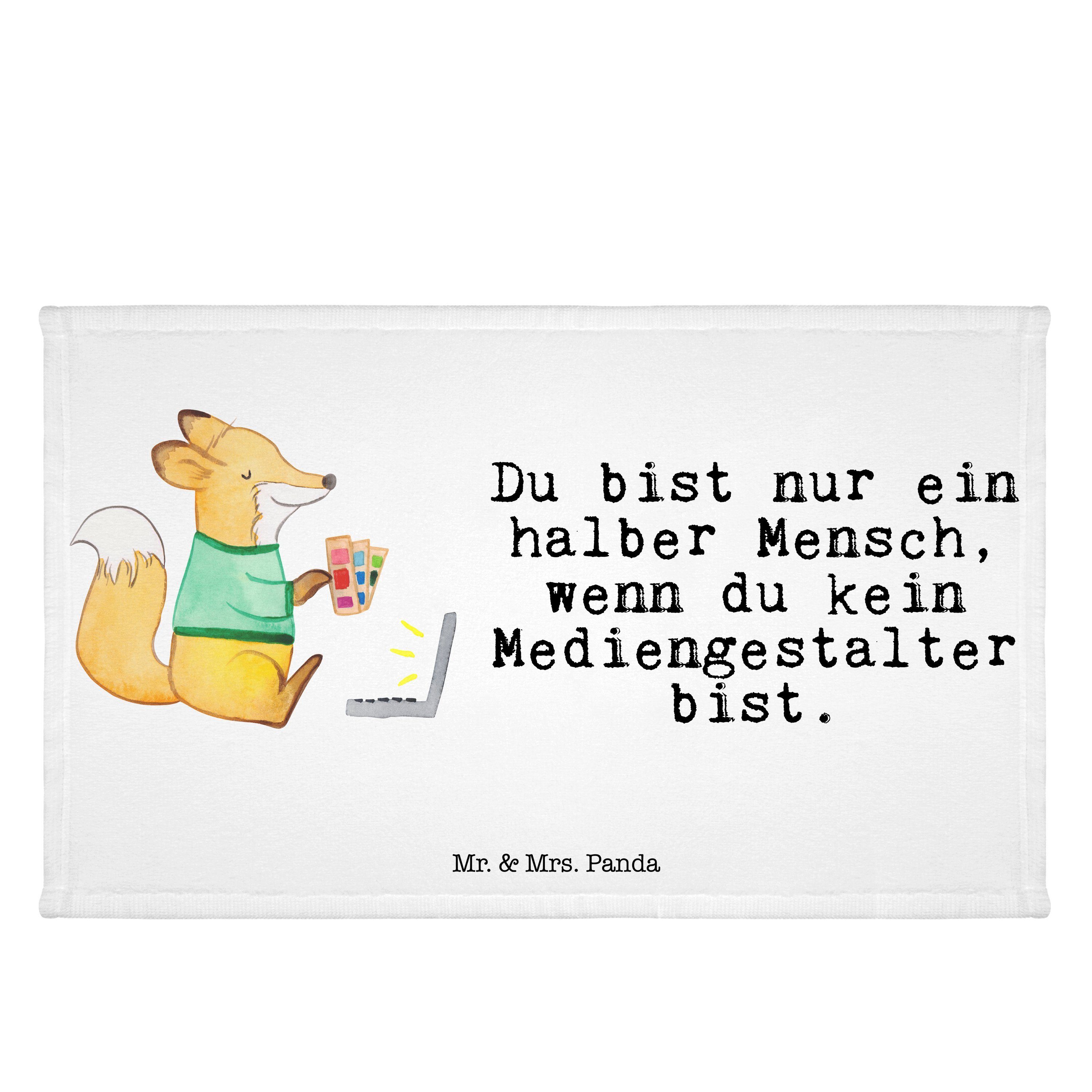 Mr. & - Weiß Grafikdesigner, mit Panda Herz Mediengestalter - Mrs. Geschenk, Gästetuch, Handtuch (1-St)