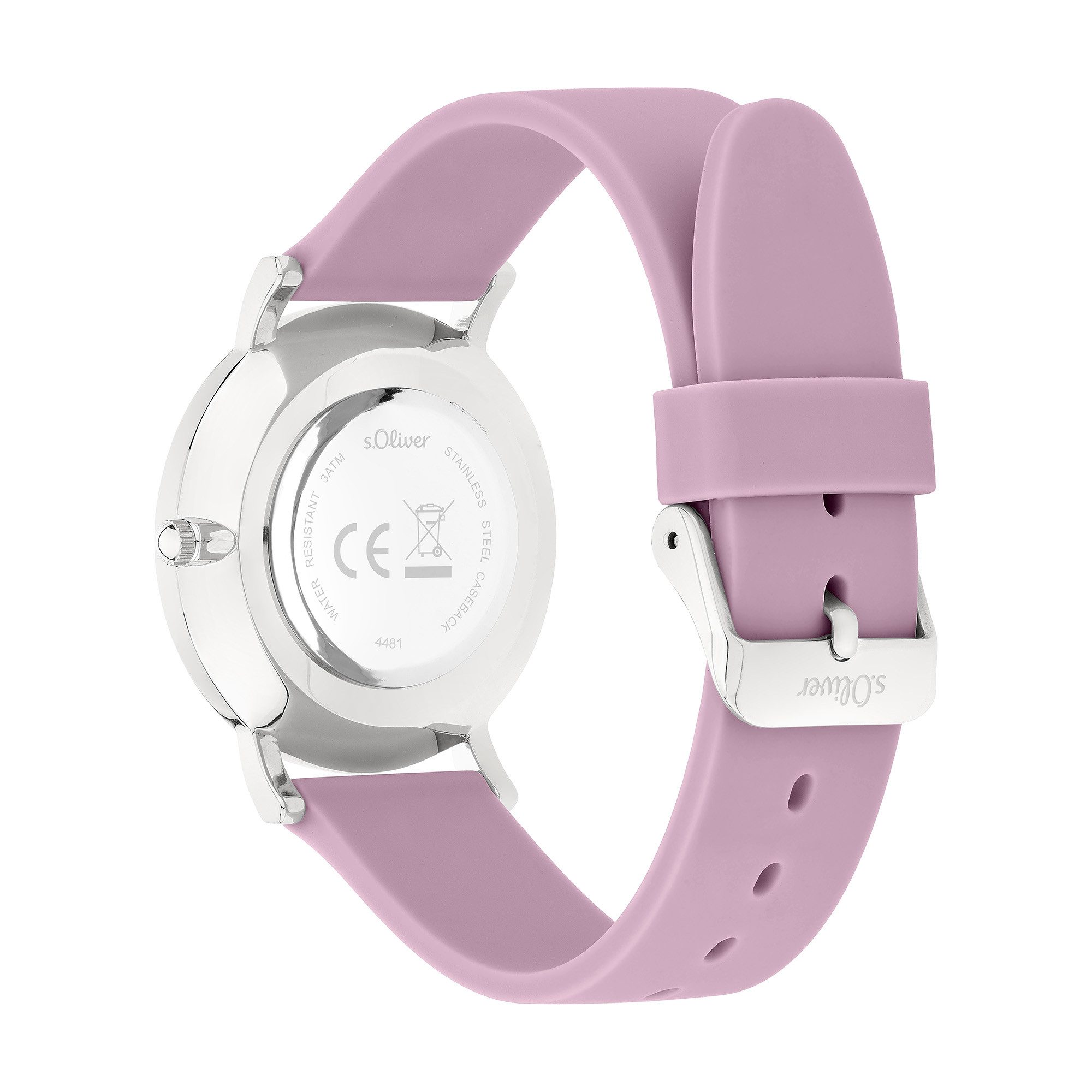 s.Oliver Quarzuhr Modern Statement SO-4481-PQ, Armbanduhr, Damenuhr, Silikonarmband, analog