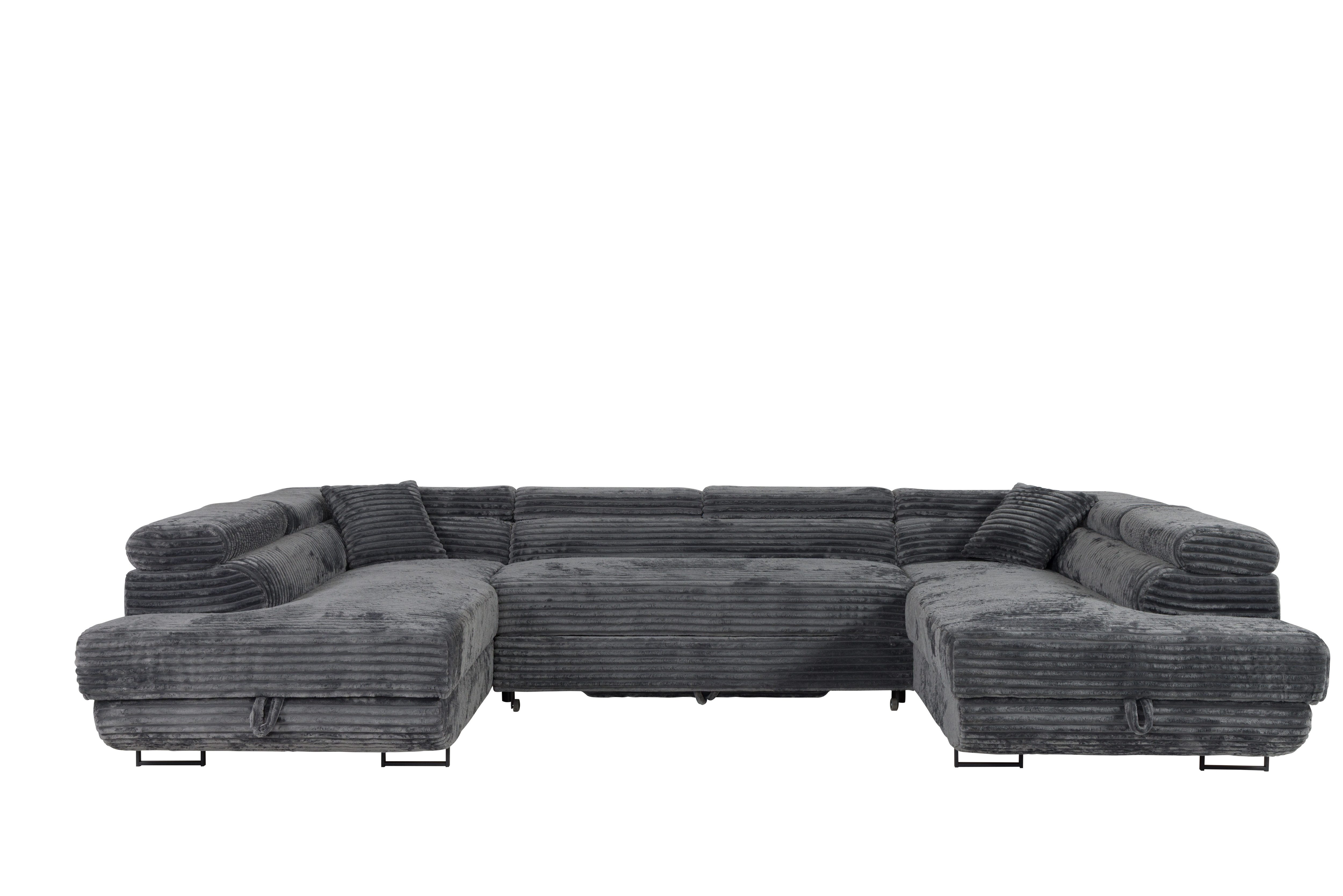 AN FURNITURE STORE Ecksofa LUIS U Wohnlandschaft mit Schlaffunktion, Bettkasten, Universal, Stauraum