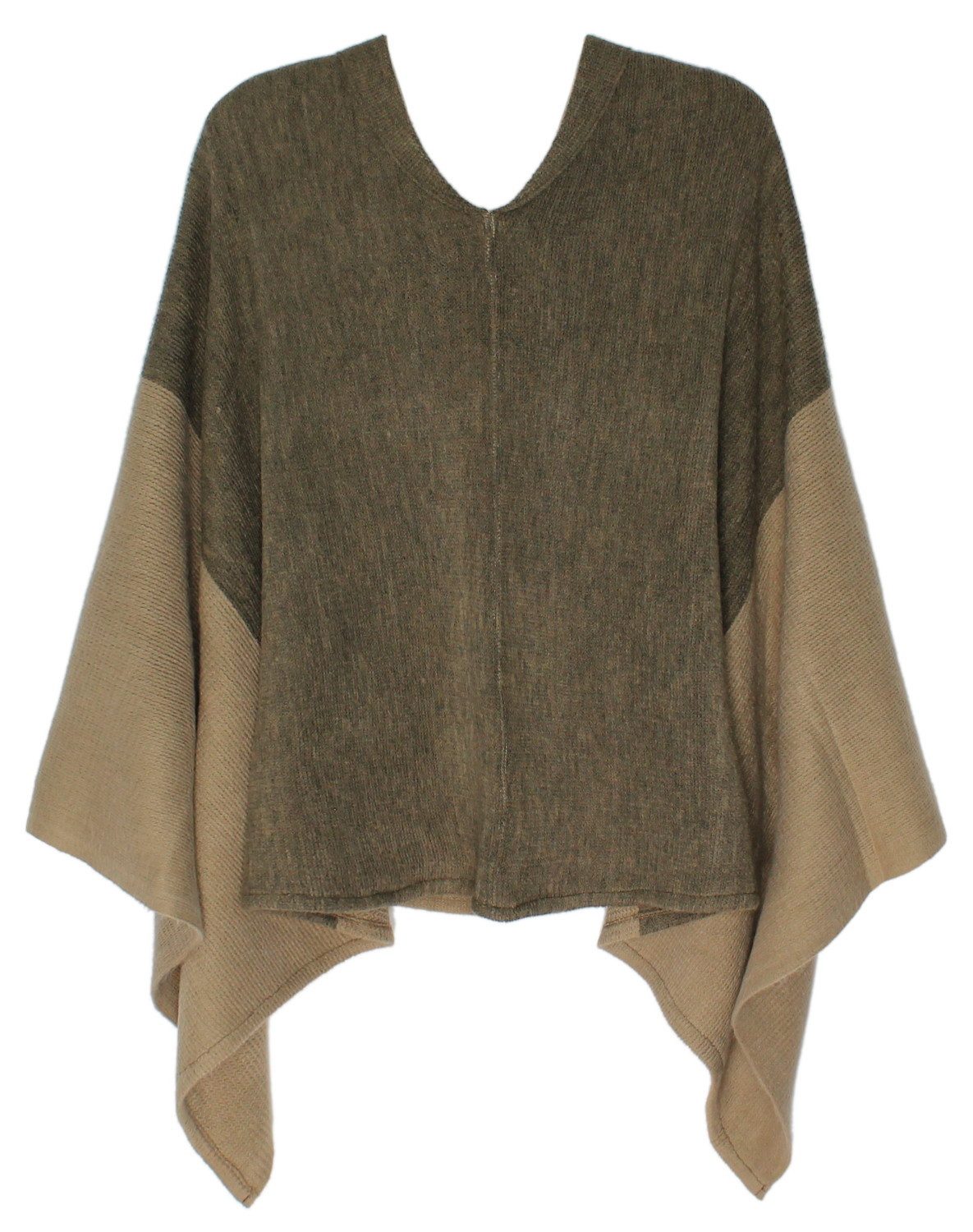 dy_mode Strickponcho Damen Strickponcho zweifarbig Überwurf Cape Pulli Strick Poncho zweifarbige Color-Block-Optik