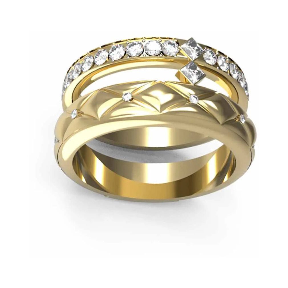 Guess Fingerring Eleganter Ring mit vergoldetem Kristall Ringgröße 52mm