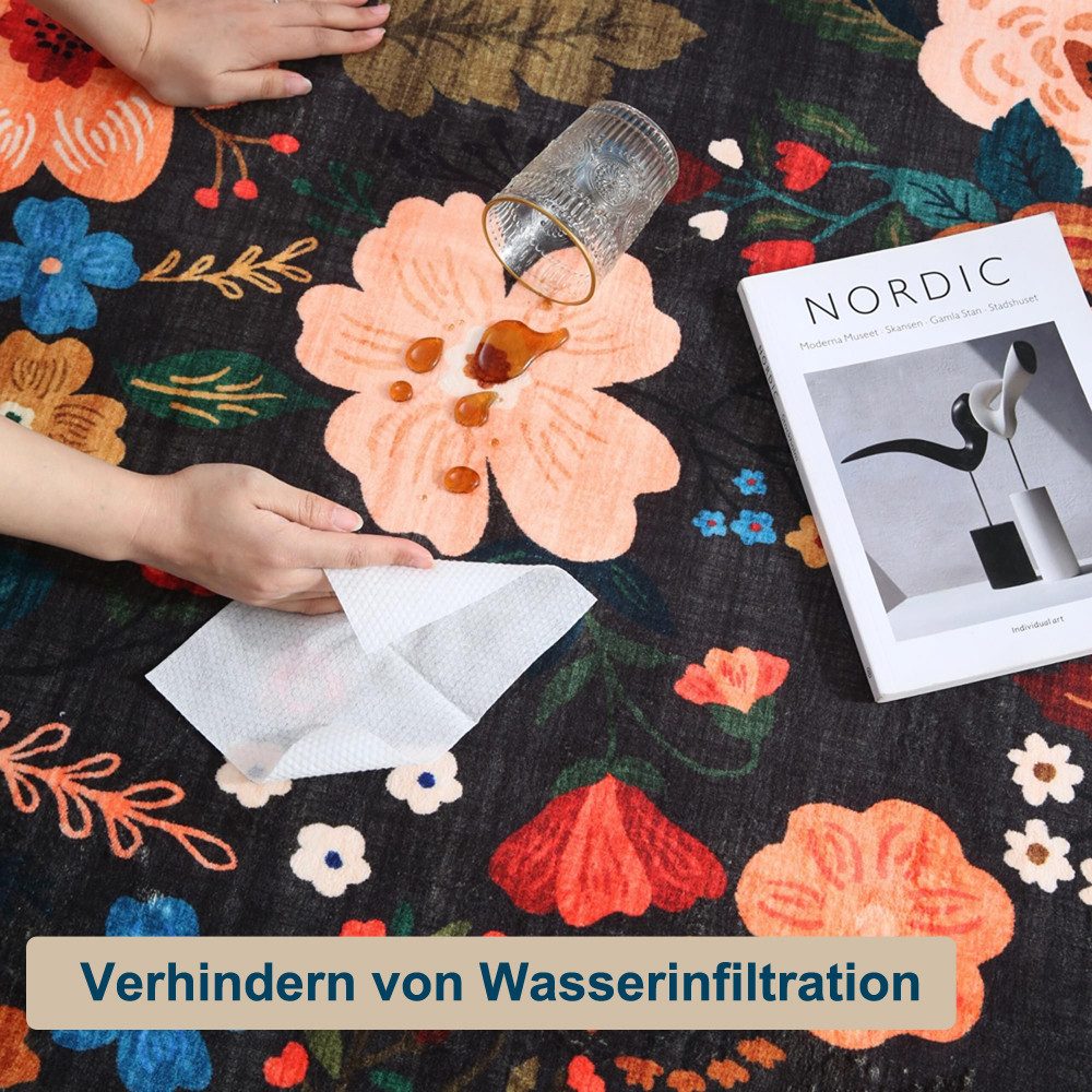 Minicloss Fußmatte Boho Fußmatte für Innenbereich – Rutschfester Teppich mit Blumenmuster, Ideal für Eingangsbereich, Küche, Haustür, Kinderzimmer