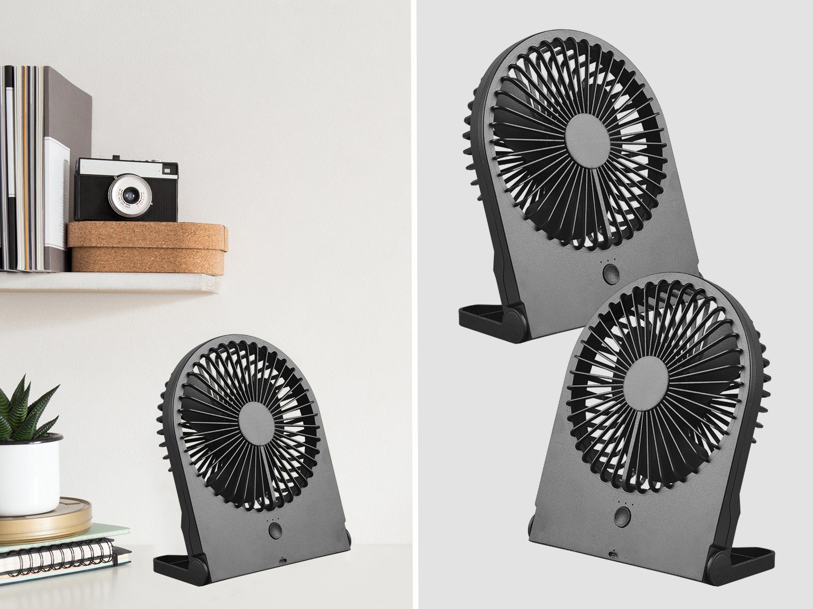 Setpoint Tischventilator, 2er SET Design Winderzeuger Raum-Lüfter Windmaschine Zimmer-Ventilator Schwarz