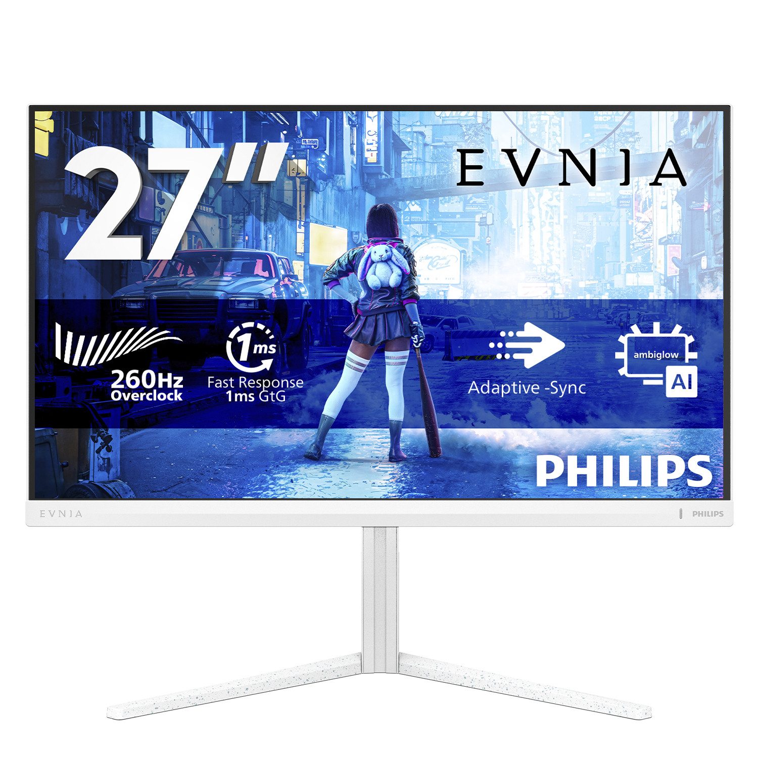 Philips Evnia 27M2N5201P - 27 Zoll Full HD Gaming, 280 Hz oc, 0.3 ms, G-Syn... TFT-Monitor (1920 x 1080 px, Full HD, 1 ms Reaktionszeit, 260 Hz, Fast IPS, HDCP, HDR, Pivot, Höhenverstellbar)