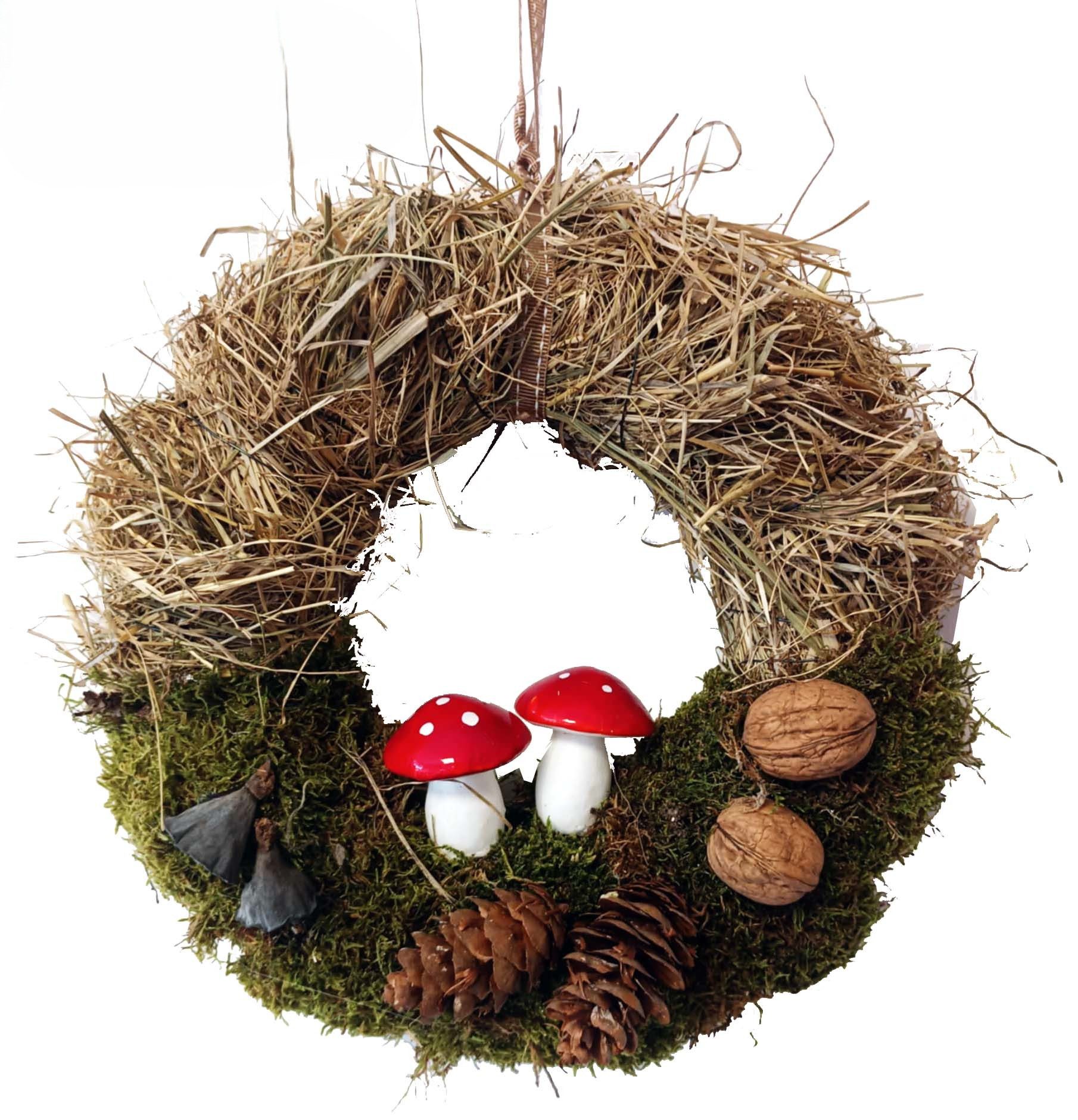 CreaFlor Home Dekokranz Herbstkränze, Handarbeit, natur, Fliegenpilze, H: 5cm