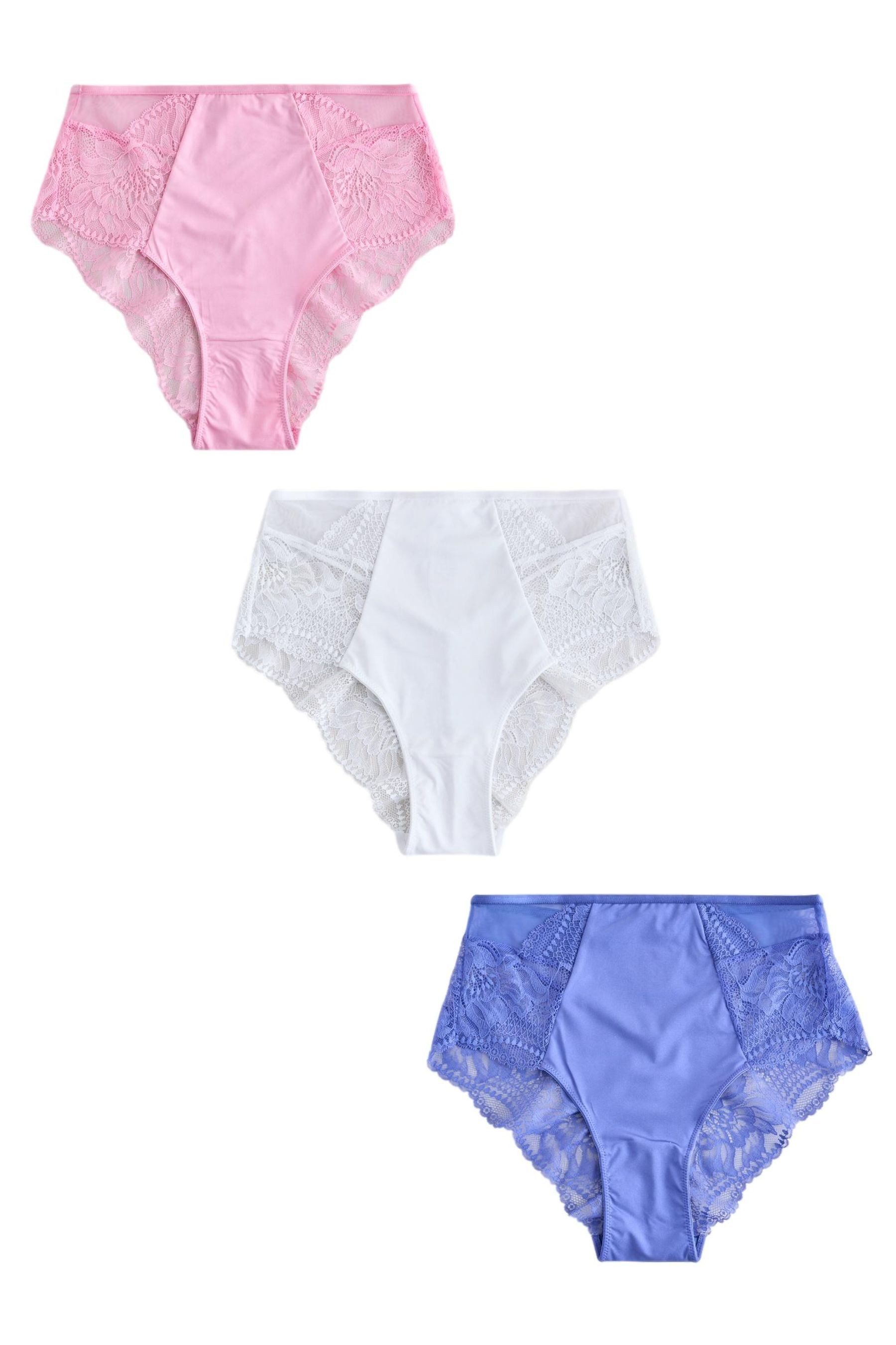Taillenslip Hochbund-Spitzenslips 3er-Pack, hoher Beinschnitt
