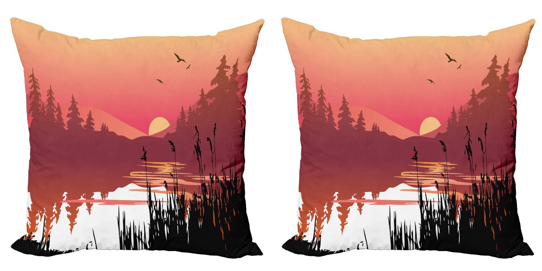 Digitaldruck, Landschaft Fluss Stück), Ruhe Abakuhaus Accent Doppelseitiger Sonnenuntergang Kissenbezüge Modern (2