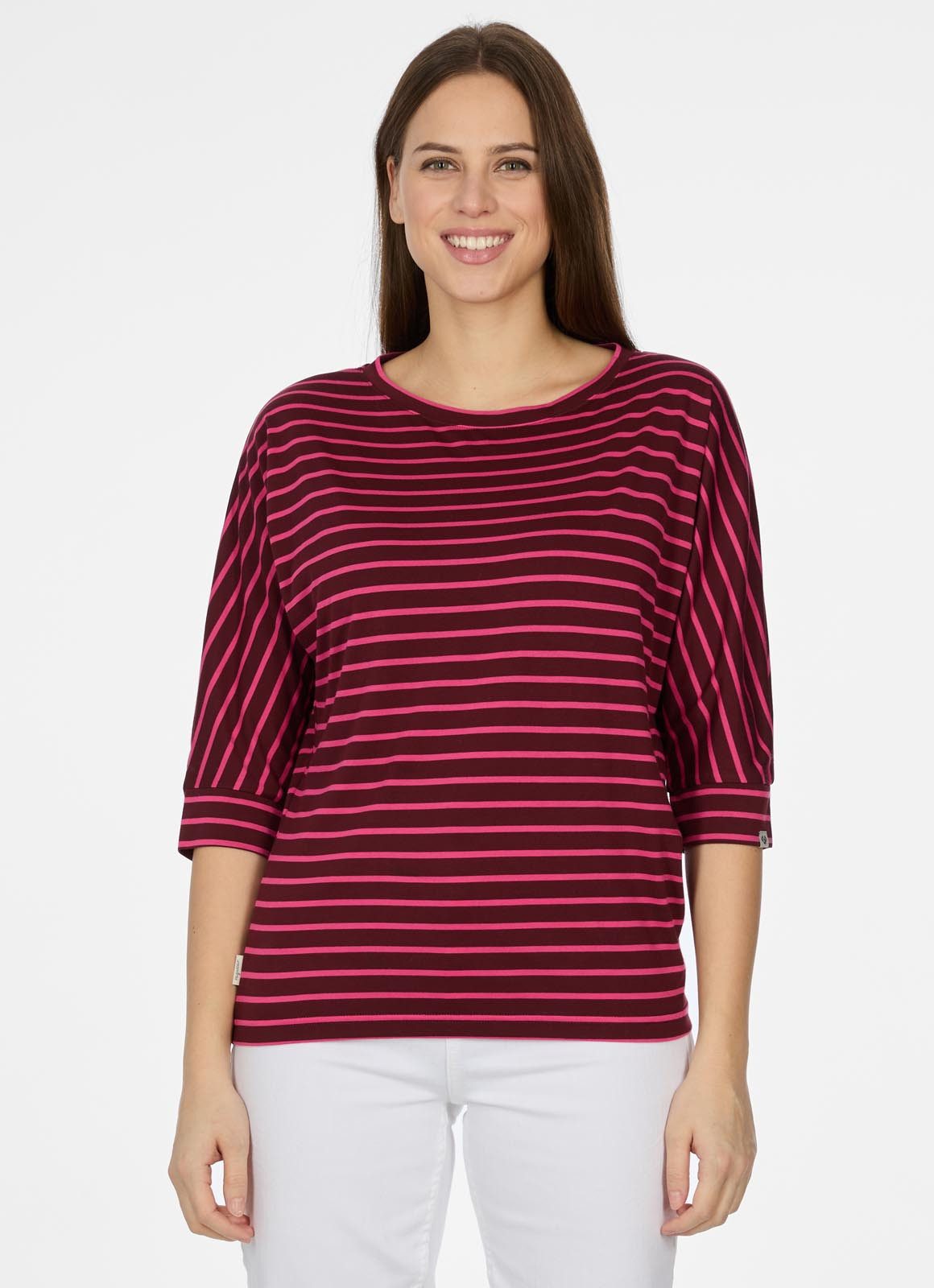 Ragwear 3/4-Arm-Shirt SHIMONA STRIPES mit Fledermausärmel und in Streifen-Optik