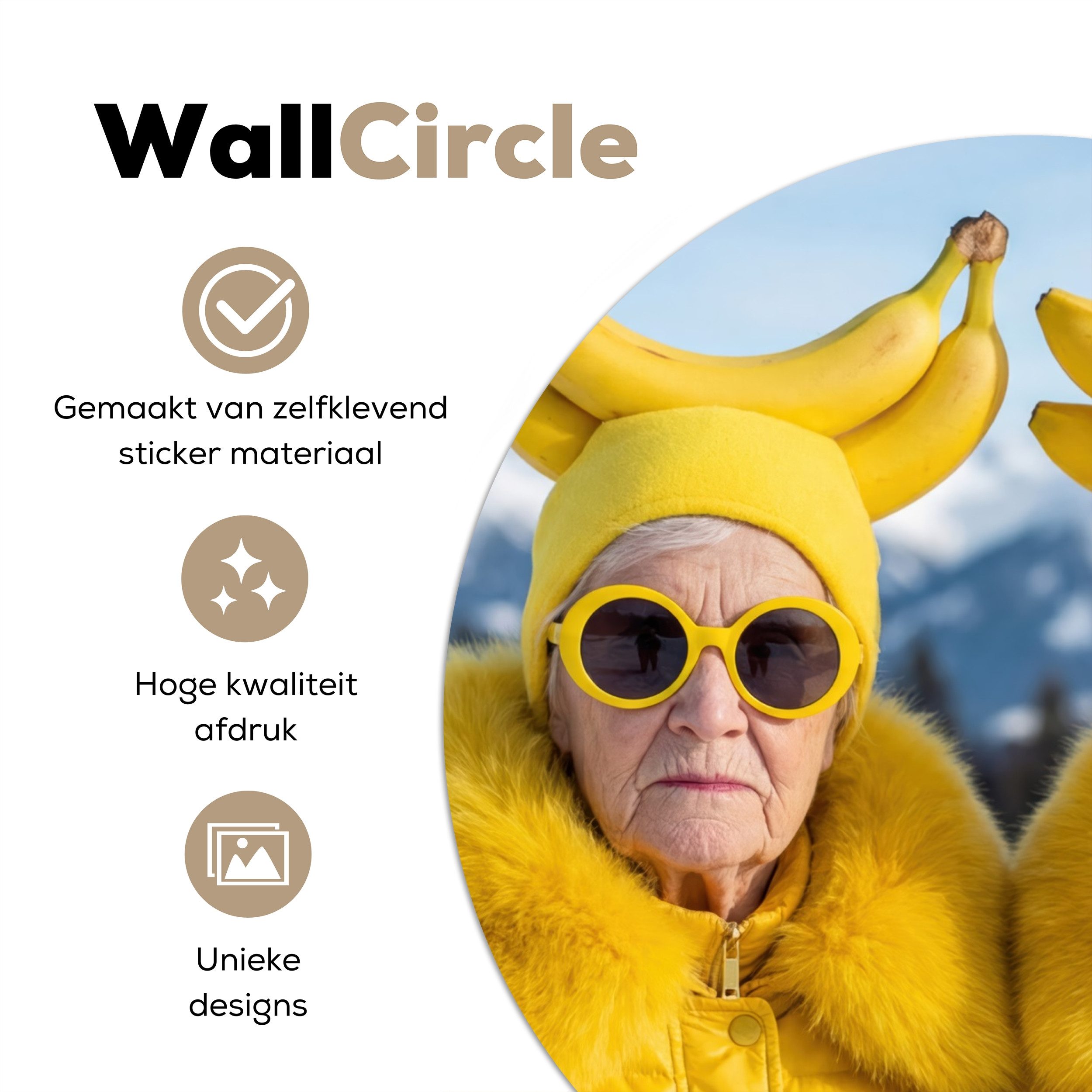 MuchoWow Wandsticker Frauen - Bananen - Gelb (1 St), Wandtattoo Selbstklebend, Wohnzimmer Deko Aufkleber, 30x30 cm