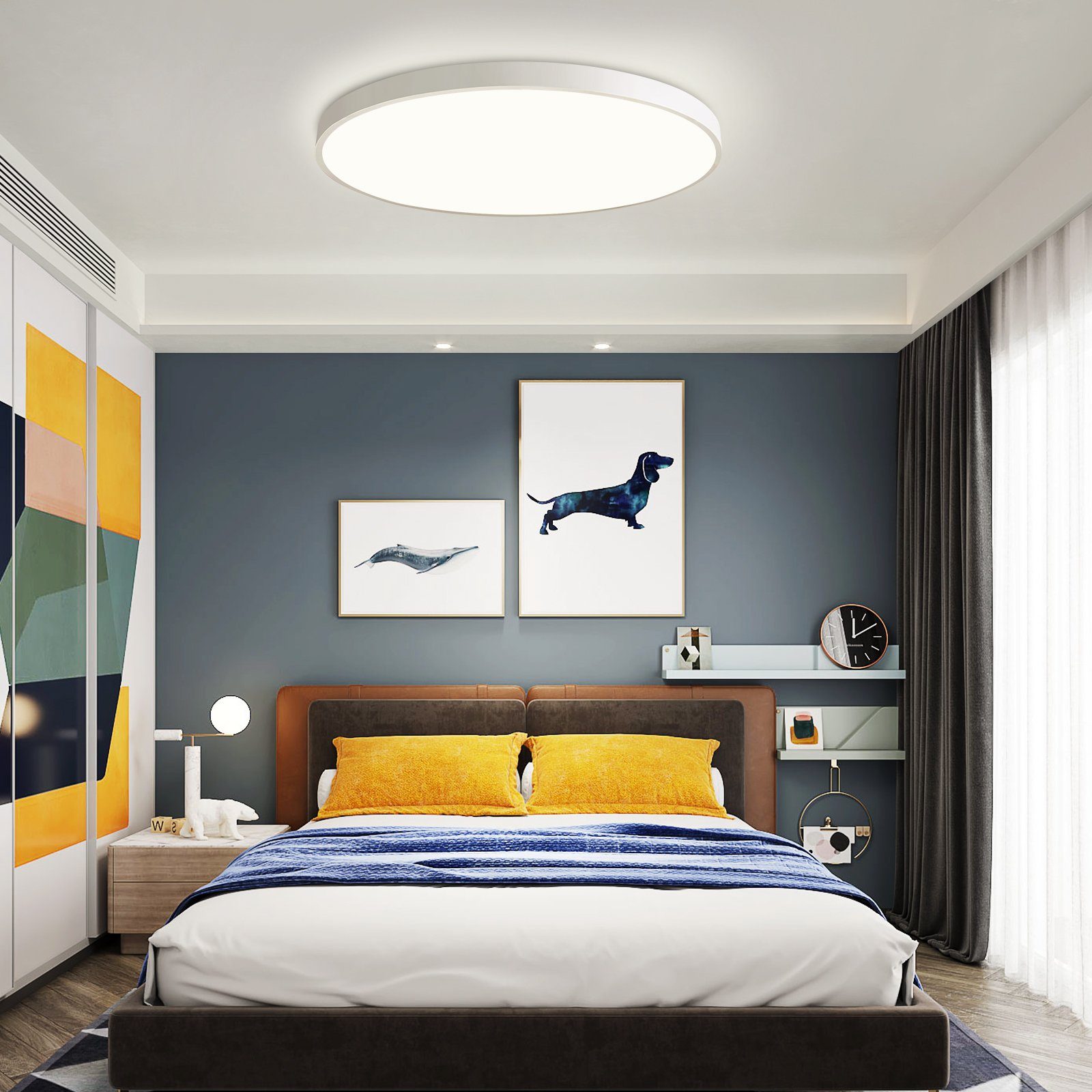 JDONG LED Deckenleuchte Flach Rund Weiß Deckenlampe 24W/36W/54W, Durchmesser 30CM/40CM/50CM, LED fest integriert, 3000K Warmweiß, für Schlafzimmer Küche Keller Balkon Büro Wohnzimmer