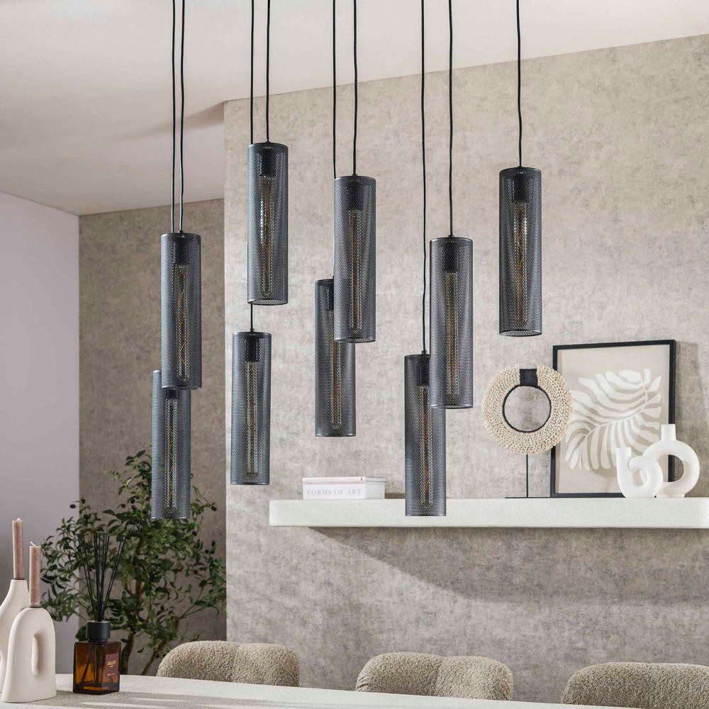 famlights Pendelleuchte Pendelleuchte Adelina in Schwarz E27 9-flammig