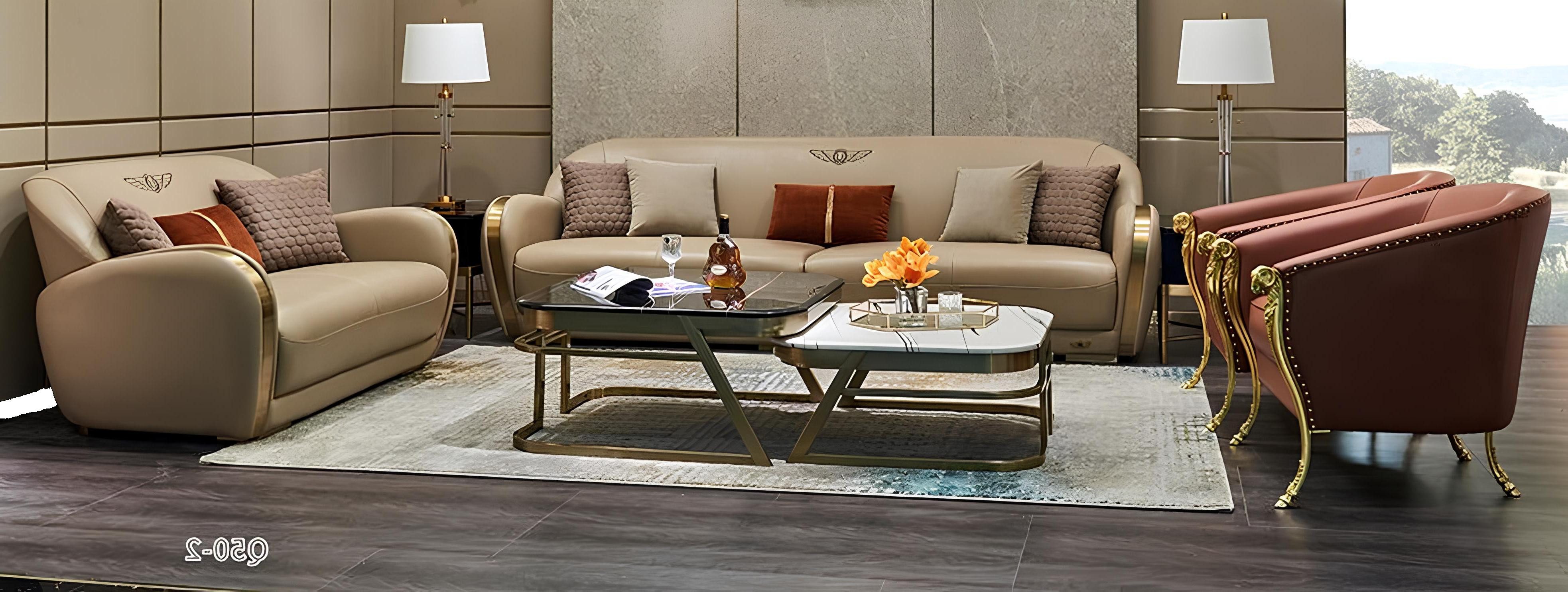 Xlmoebel Polstergarnitur Ledersofa in modernem Design mit hohem Sitzkomfort, (Sofagarnitur 3 + 2 + 1 + 1 Sitzer), Hergestellt in Europa