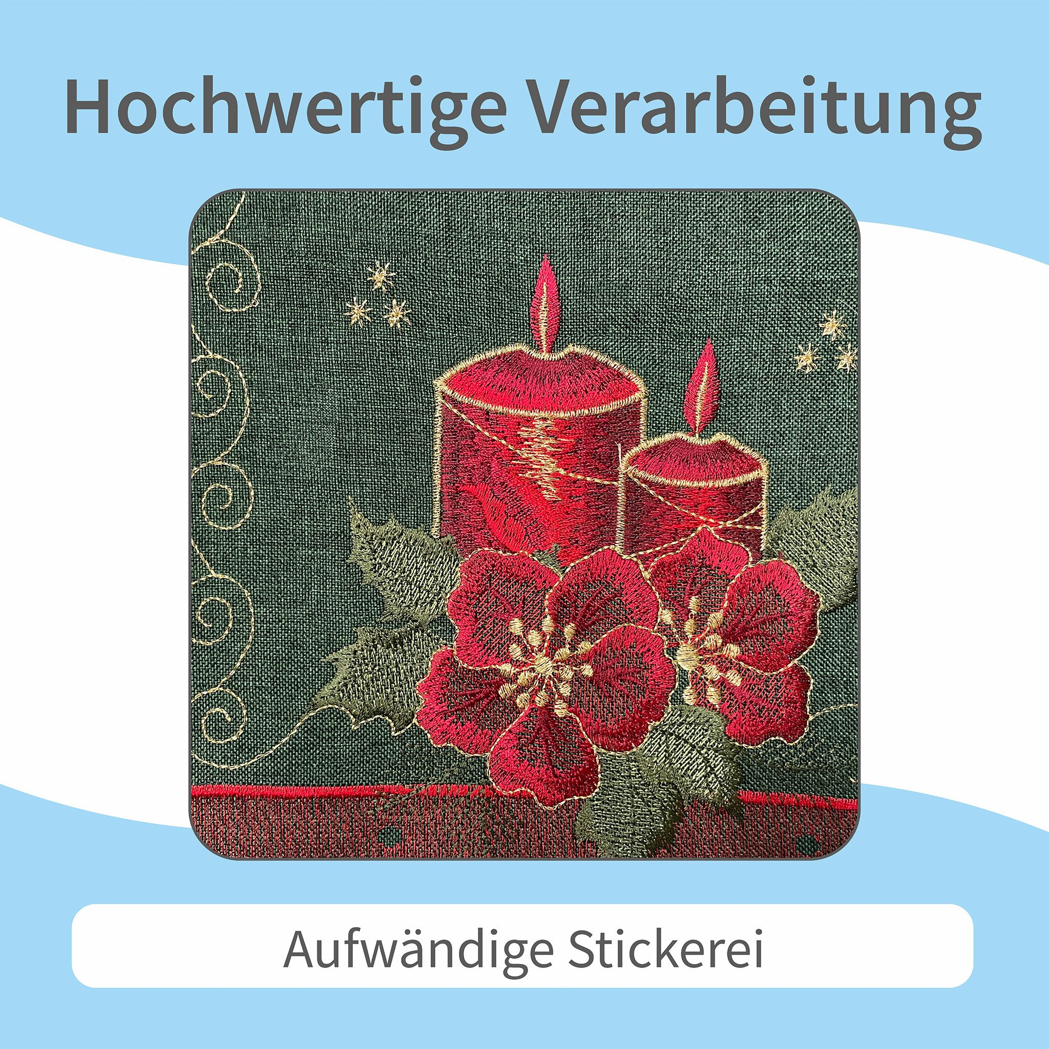 matches21 HOME & HOBBY Tischdecke 85x85 cm Tischtuch dunkelgrün edle Tannenbäume für Weihnachten (1-tlg), Ideal für Advent und Weihnachtsdeko – Bild 4 von 5