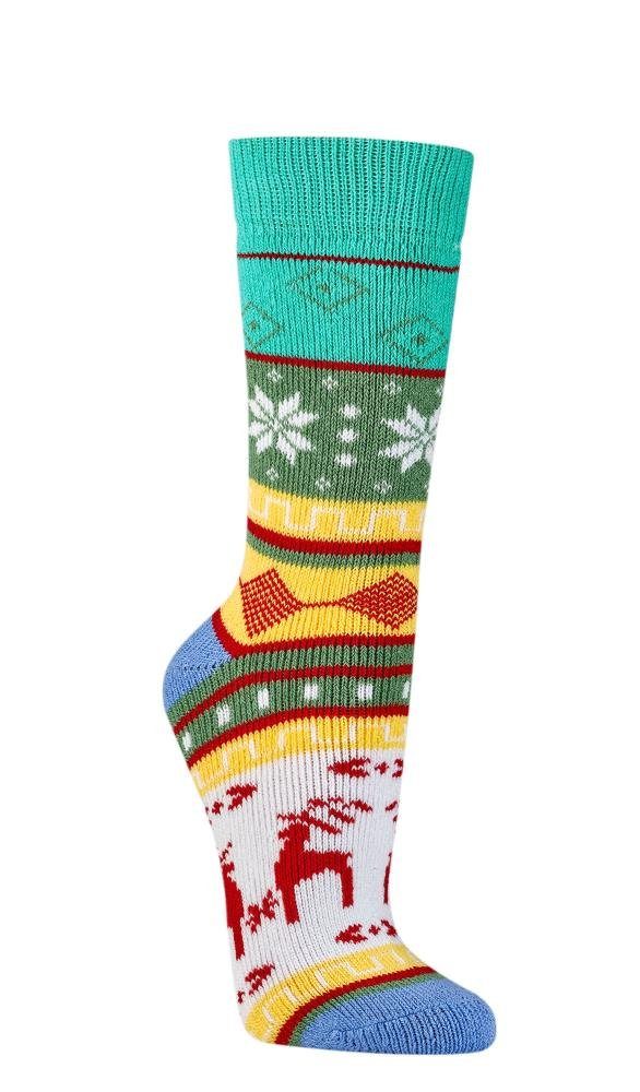 Wowerat Norwegersocken 2 Paar) (2 Muster 90% Winter Baumwolle Paar mit mit Norweger Hygge Socken bunte