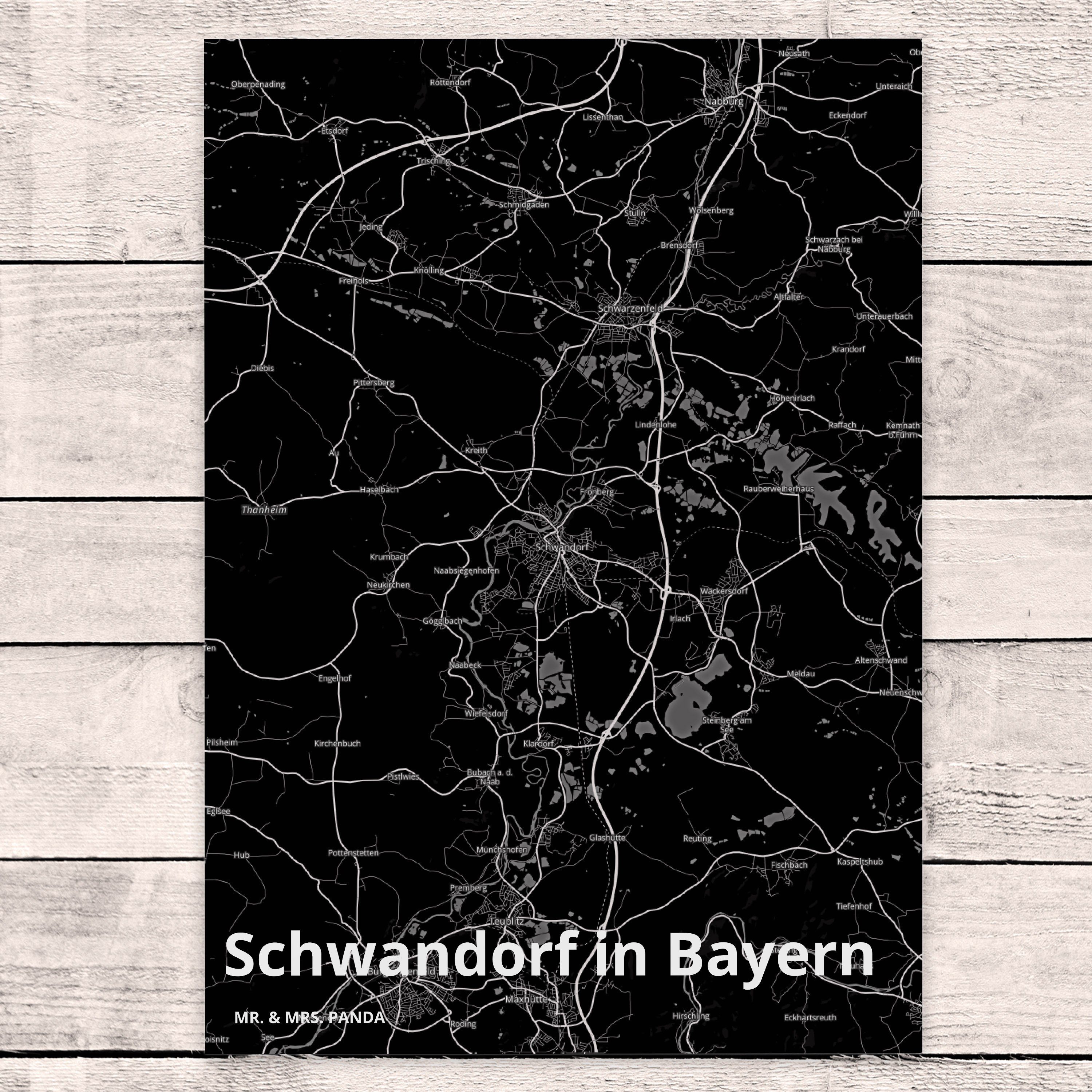 Schwandorf - Postkarte & Mr. in Stadt Mrs. Karte Landkarte Geschenk, Dorf Map Panda Stadt Bayern