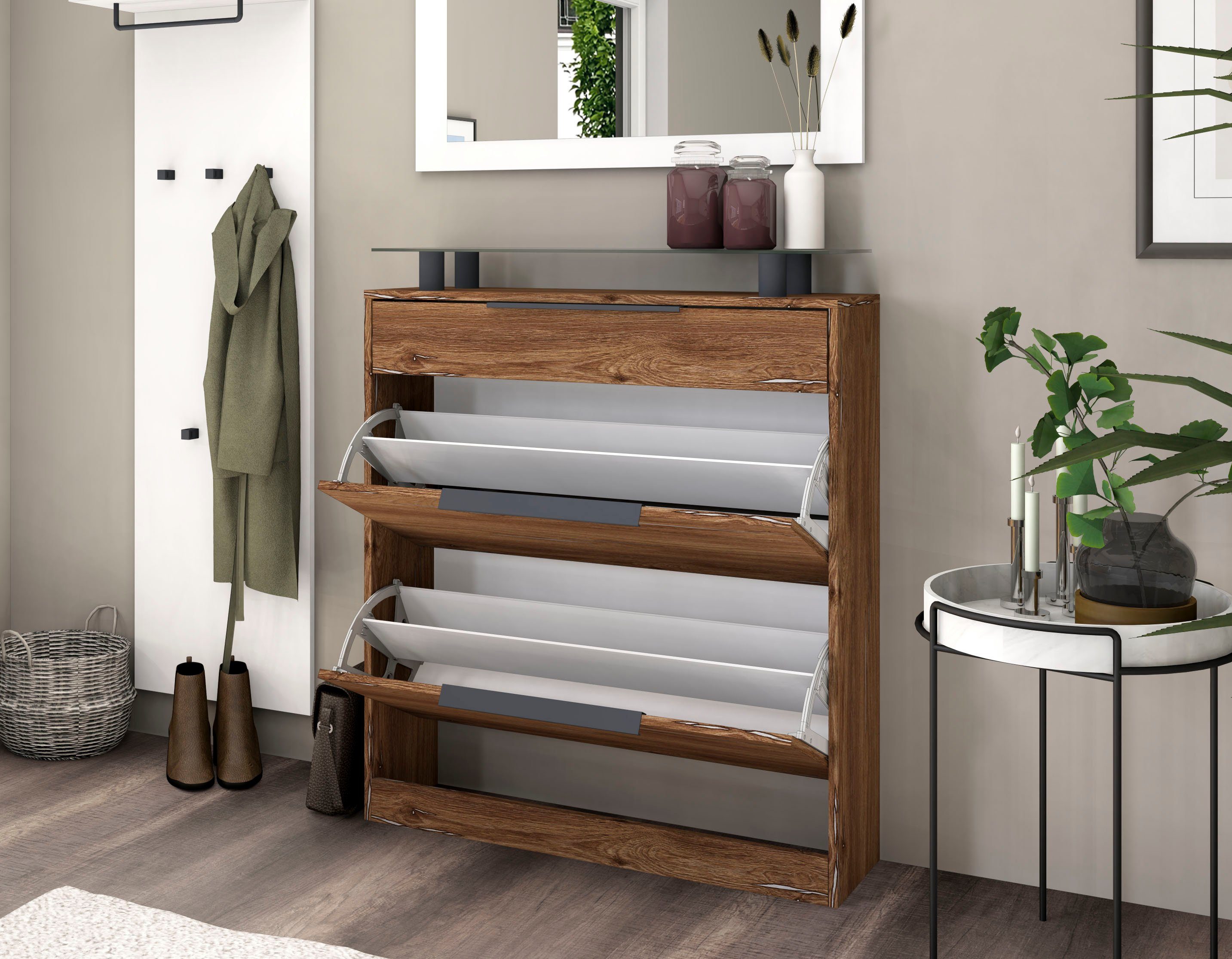borchardt Möbel Garderoben-Set Tom, (3-St), Schuhschrank stehend