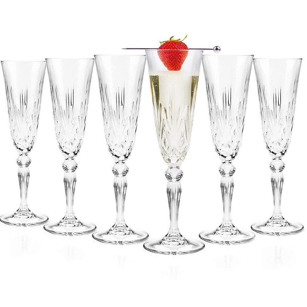 RCR Sektglas RCR Melodia Champagnerkelch 160 ml 6er Set, Kristallglas