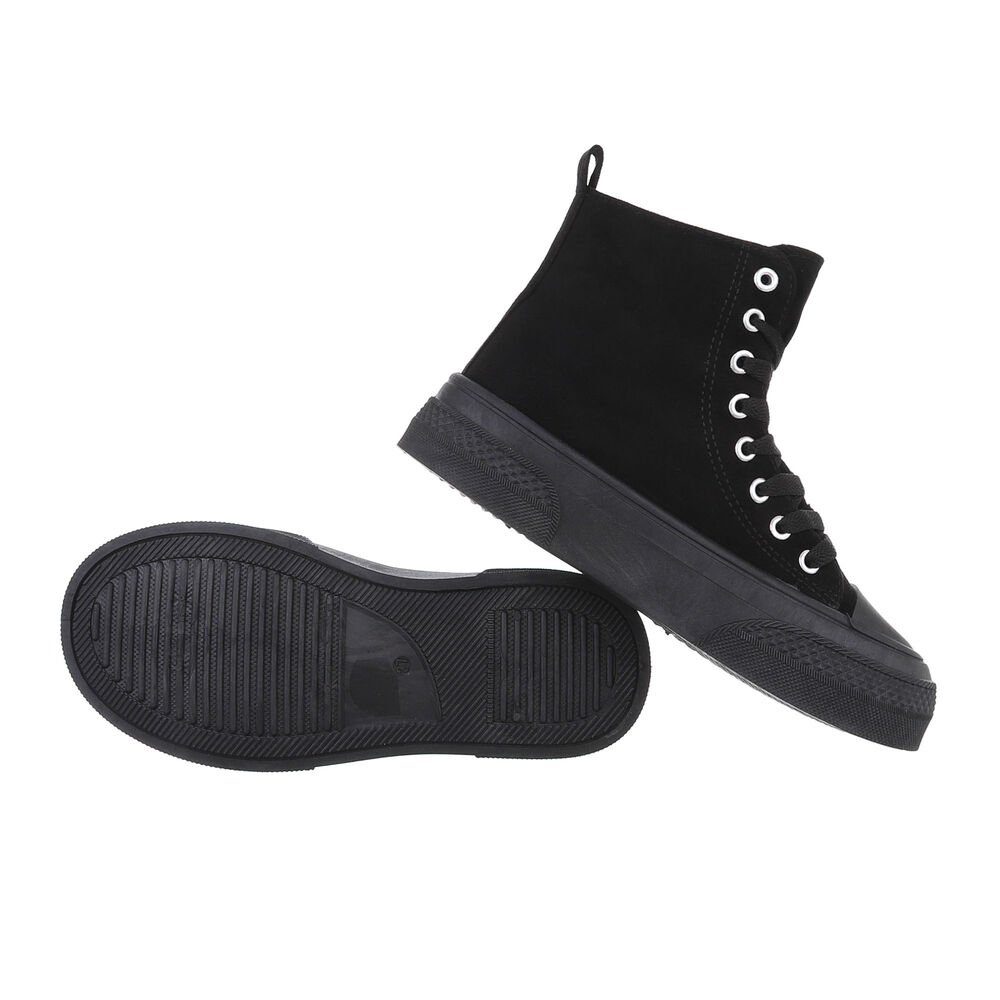 Ital-Design Damen High-Top Freizeit Sneakerboots Keilabsatz/Wedge High Schwarz Sneakers in