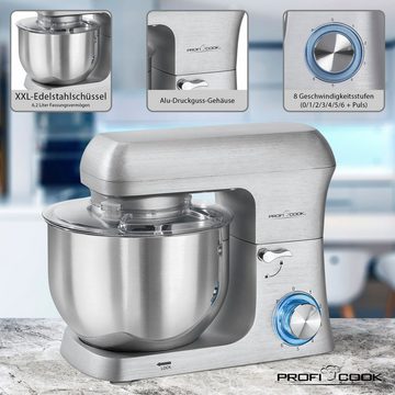 ProfiCook Küchenmaschine PC-KM 1188 alu 6,0L, 1500 W, 6 l Schüssel