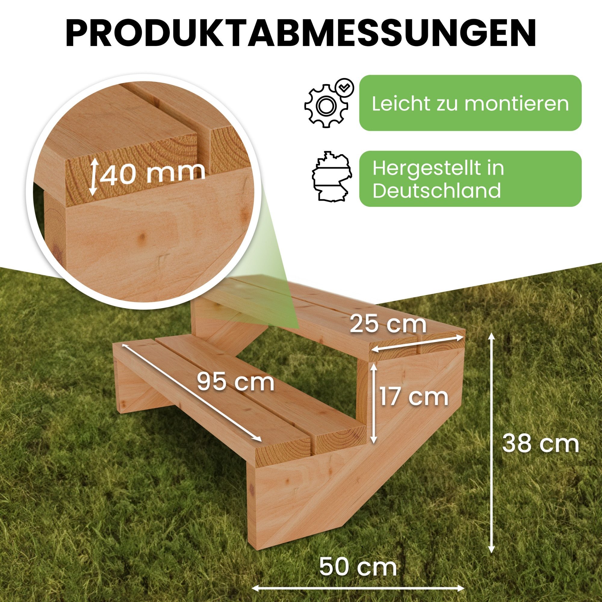 Gartenwelt Riegelsberger Außentreppe Terrassentreppe aus Lärche Treppe Stufen Wangentreppe Breite