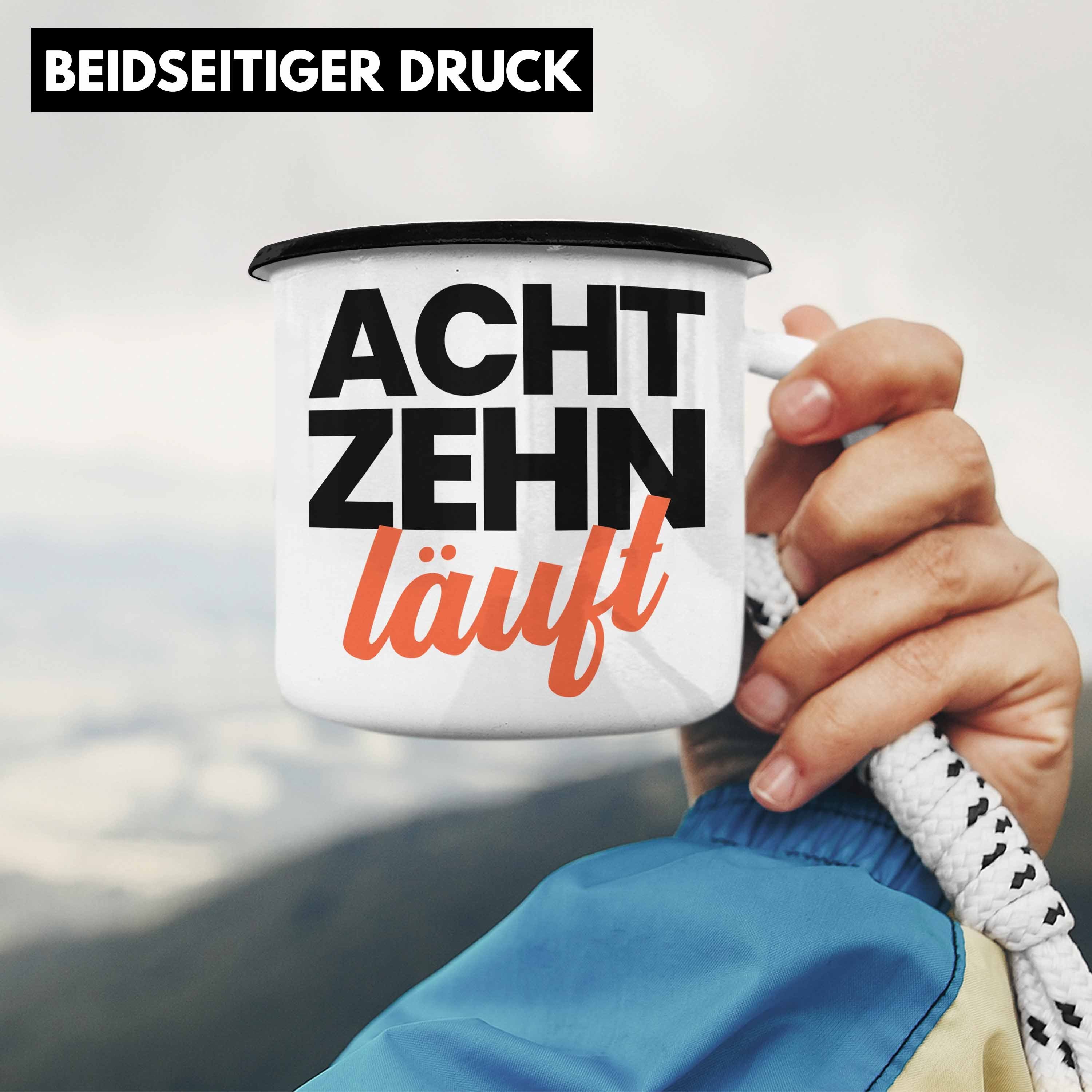 Geschenk Schwarz 18 18er Geschenke Trendation Thermotasse - Spruch 18 Bday Jungen Sprüche Geschenkidee Emaille Geschenkideen Trendation Mädchen Lustig Geburtstag 18. Tasse zum