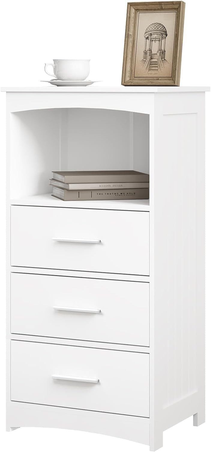 EUGAD Badkommode (1 St), Badezimmerschrank mit 3 Schubladen 1 offenem Fach