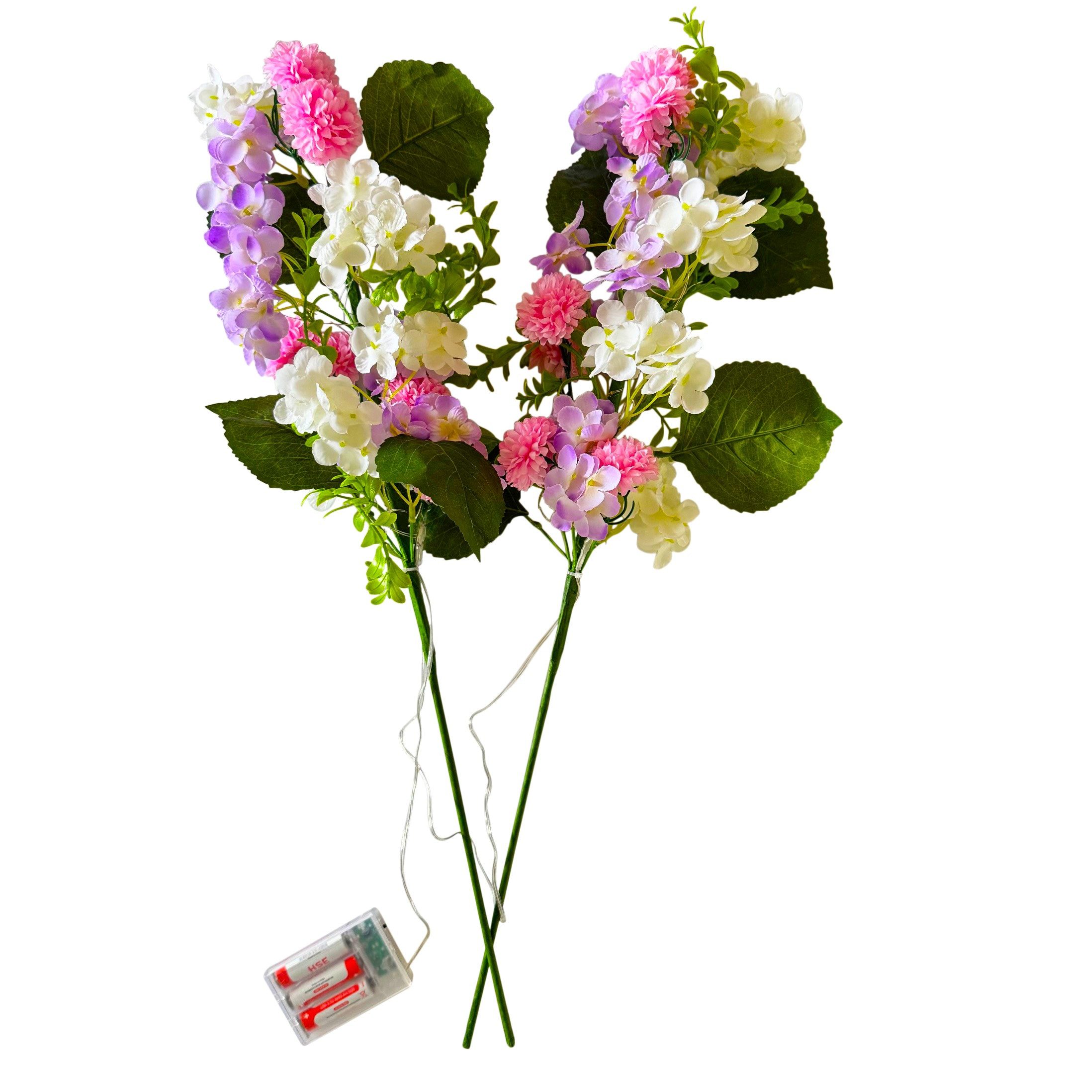 Kunstzweig - 2 Deko Zweige mit rosa, weißen Blüten und 30 LED Lichtern & Ti günstig online kaufen