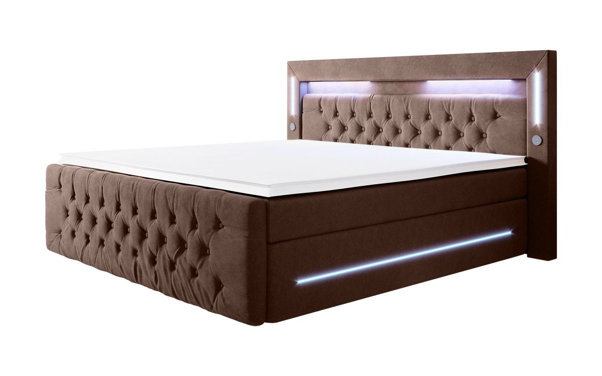 Luxusbetten24 Boxspringbett Moonlight, mit LED-Beleuchtung, USB-Anschluss günstig online kaufen