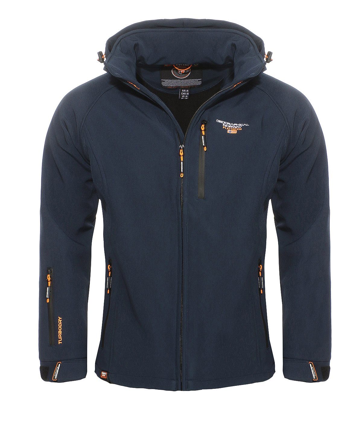 Geographical Norway Softshelljacke Herren Freizeitjacke Sport Outdoor Wander Trekking Jacke in Unifarbe, mit abnehmbarer Kapuze, mit Stehkragen
