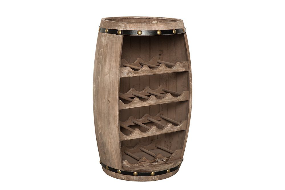 riess-ambiente Weinregal BODEGA 60cm natur - Pinie, Weinfass, Shabby Chic, Ablagefläche, deko, Innovatives Flaschenregal - ideal f. Wohnküche, Bar oder Vorratskeller