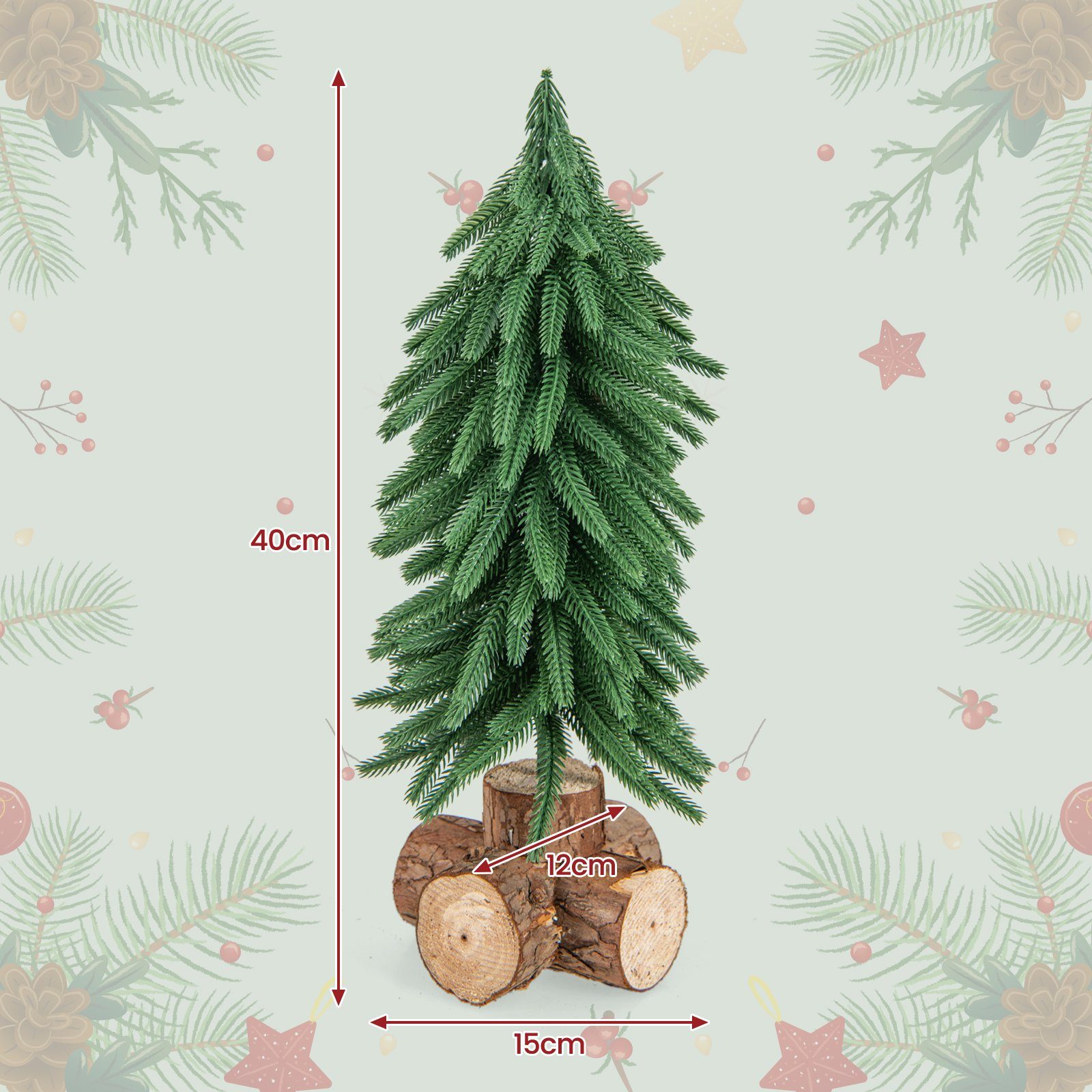 Zweigen Weihnachtsbaum, mit Weihnachtsbaum Künstlicher COSTWAY 200 Tisch 40cm