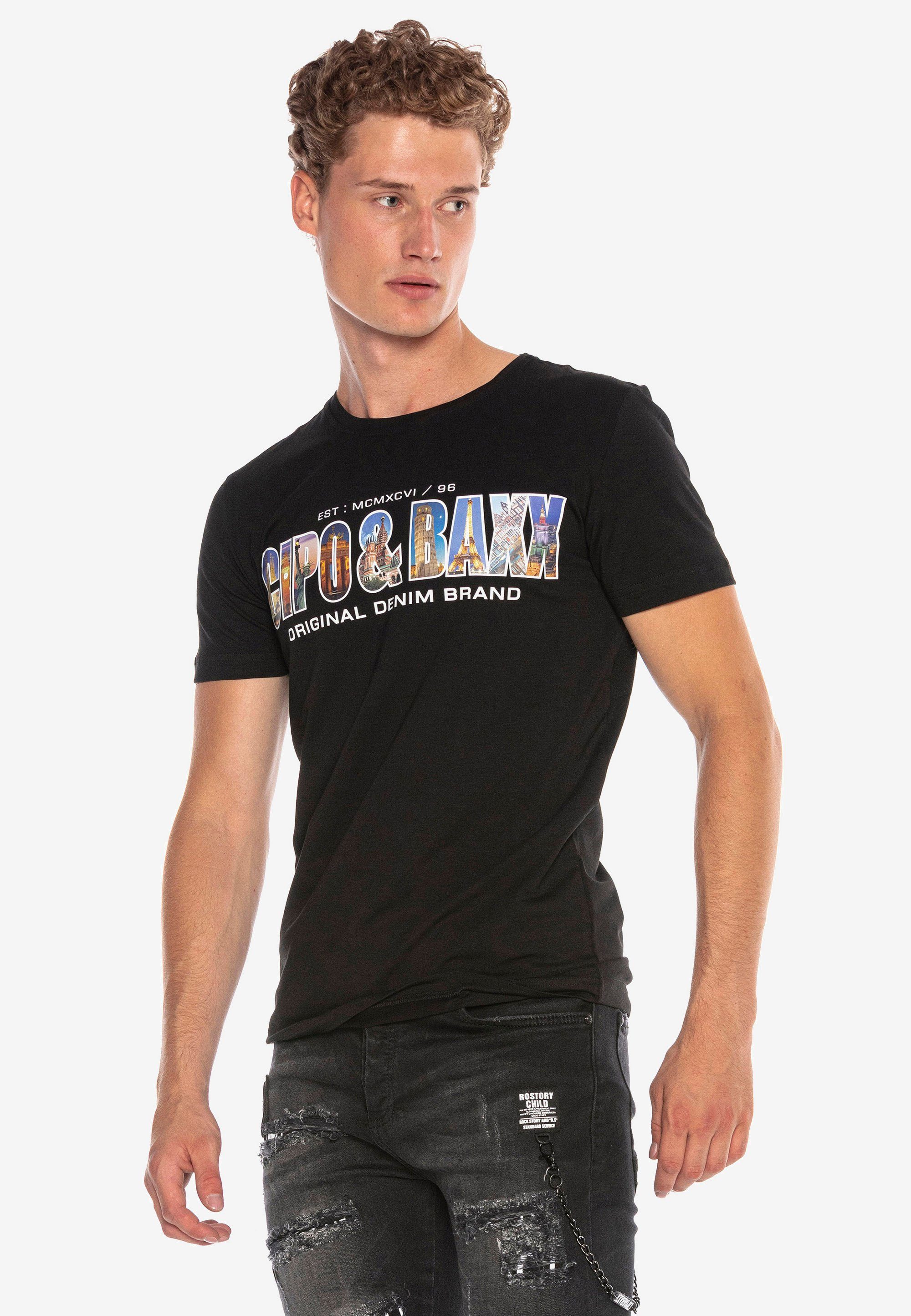 T-Shirt Cipo Baxx schickem mit & Brustprint