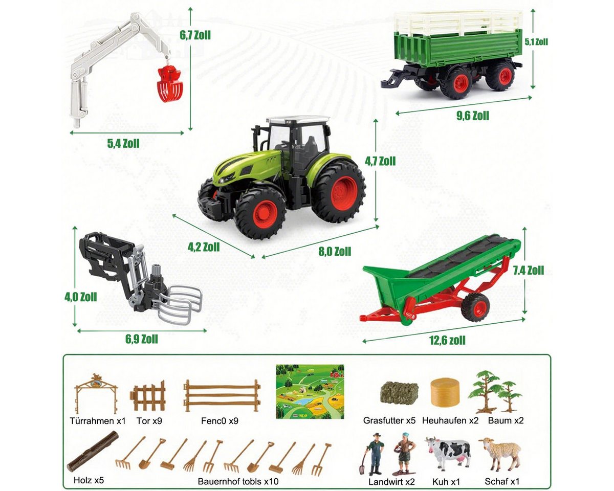 Thumbnail - ZEUOPQ RC-Traktor Ferngesteuerter Traktor Spielzeug 45er Set Bauernhof-Spielset (RC Bauernhofspielzeug 2,4 GHz Traktor m...