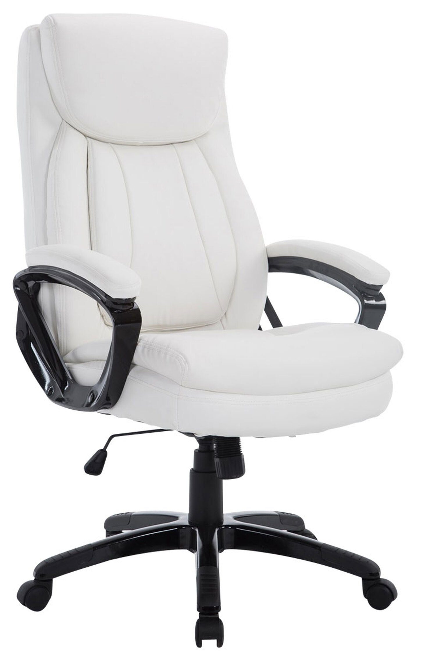 360° und Sitz: TPFLiving schwarz Chefsessel, Bürostuhl Bürostuhl mit weiß höhenverstellbar bequemer Drehstuhl, Kunstleder - drehbar XXL), Gestell: Ploy Rückenlehne - (Schreibtischstuhl, Kunstleder