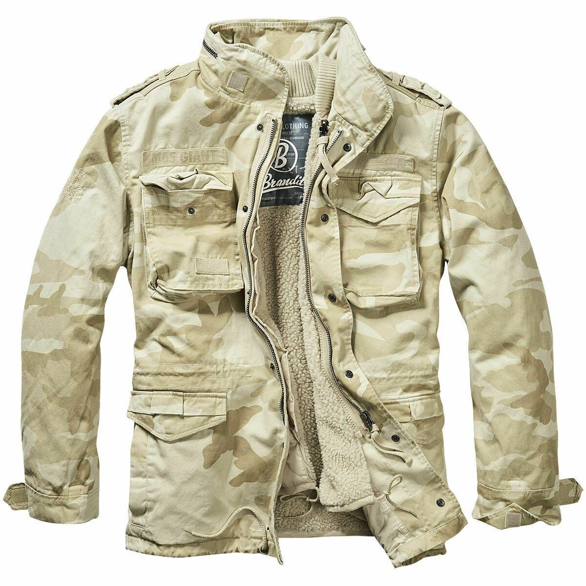 Brandit Parka Warme Winter Jacke Parka Feldjacke M65 teddyfell GIANT Baumwolle 2 in1 Sandstorm